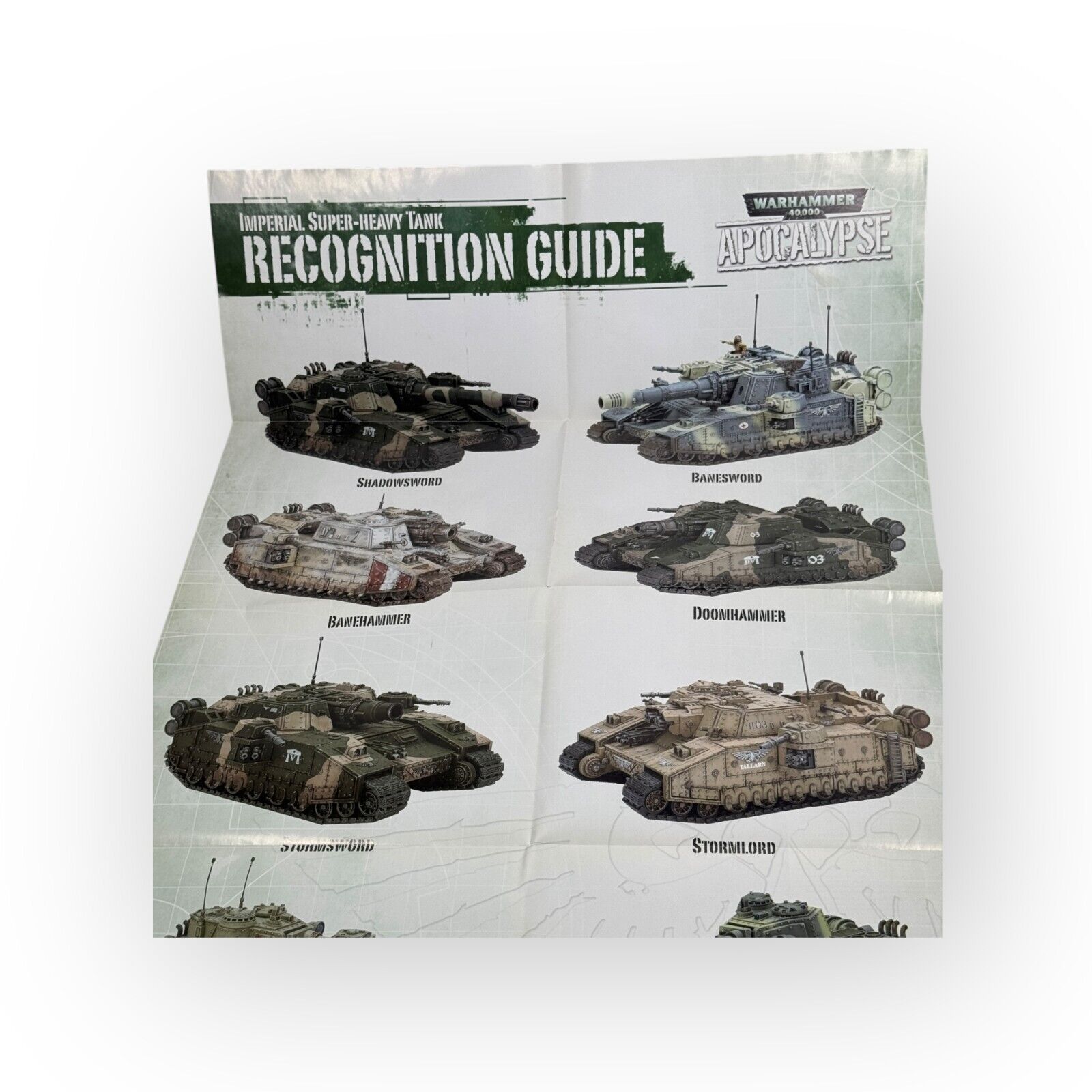 WARHAMMER 40K APOCALYPSE DOUBLE POSTER STOMPA /IMPERIAL TANK RECOGNITION GUIDE