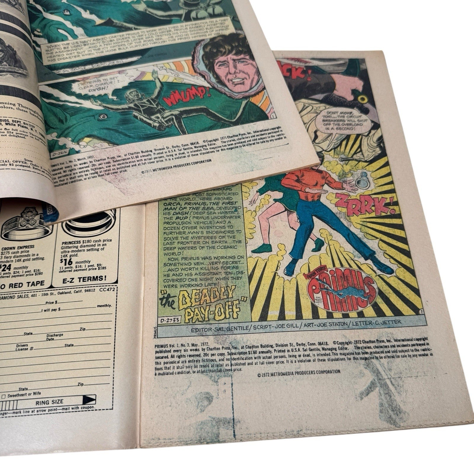 Primus #2 & #3 VTG 1972 Charlton Comics Bundle Bagged & Boarded