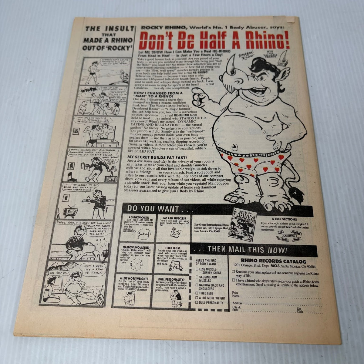 Rhino Records 1987 Summer Catalog Rhino Weird Fantasy Magazine Music
