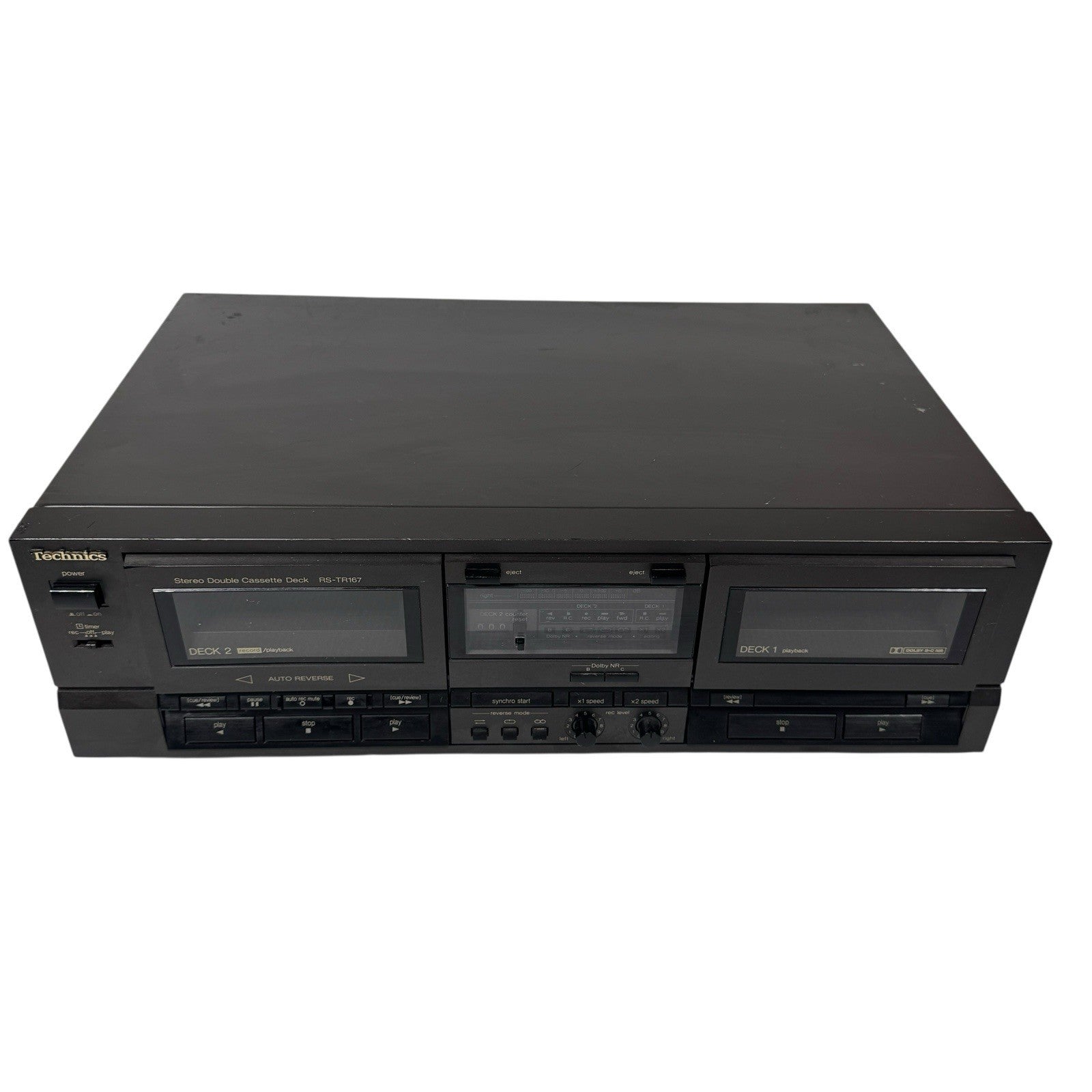 Technics RS-TR167 Dual Cassette Deck Auto-Reverse Playback Record Tested Working