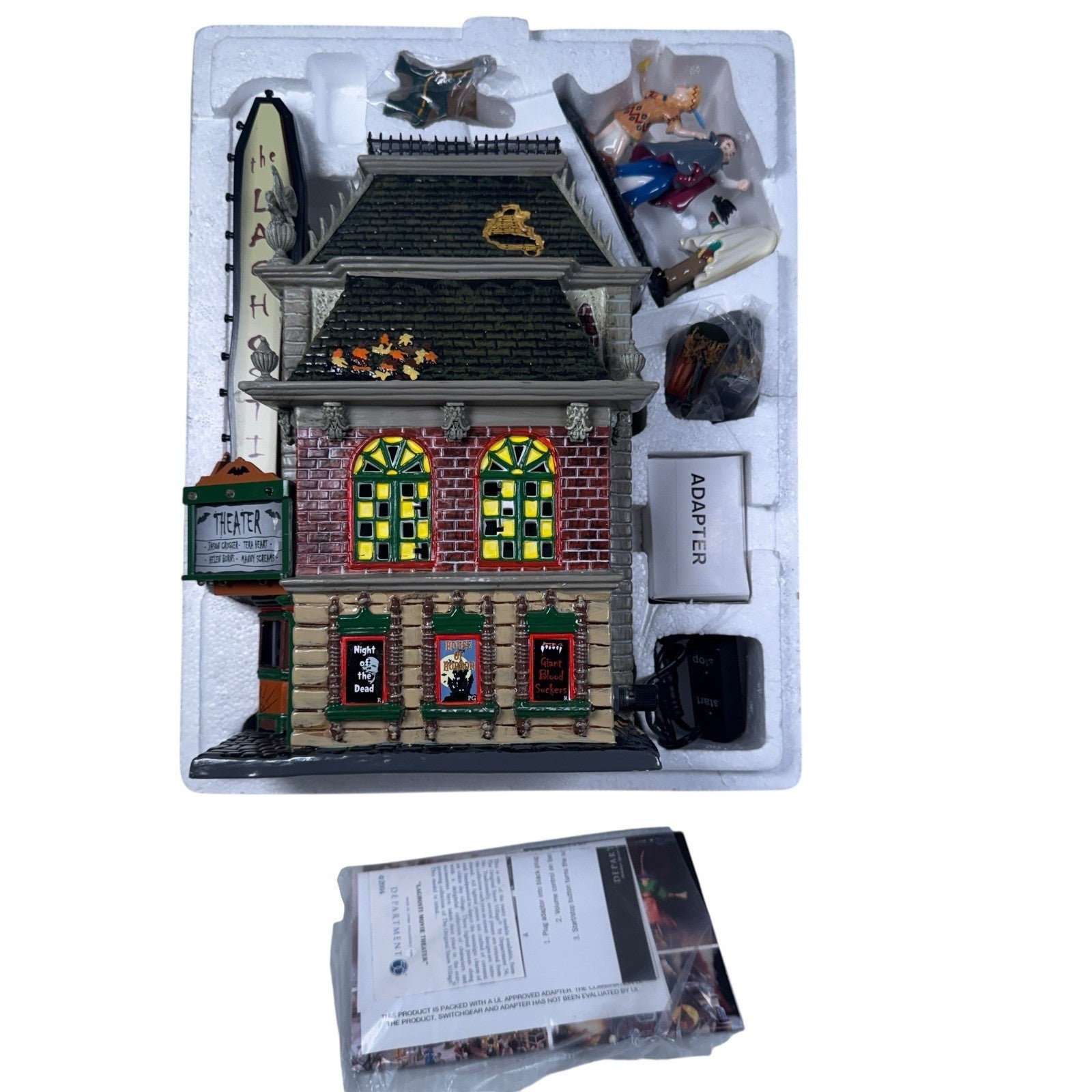 Department 56 Snow Village Halloween LaGhosti Movie Theater 55374 Tested Working