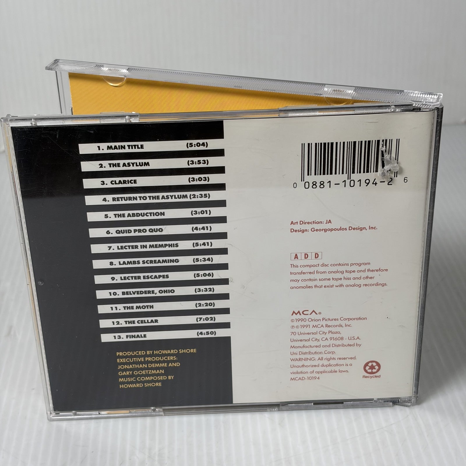 The Silence of the Lambs Original Motion Picture Score CD Howard Shore MCA 1991