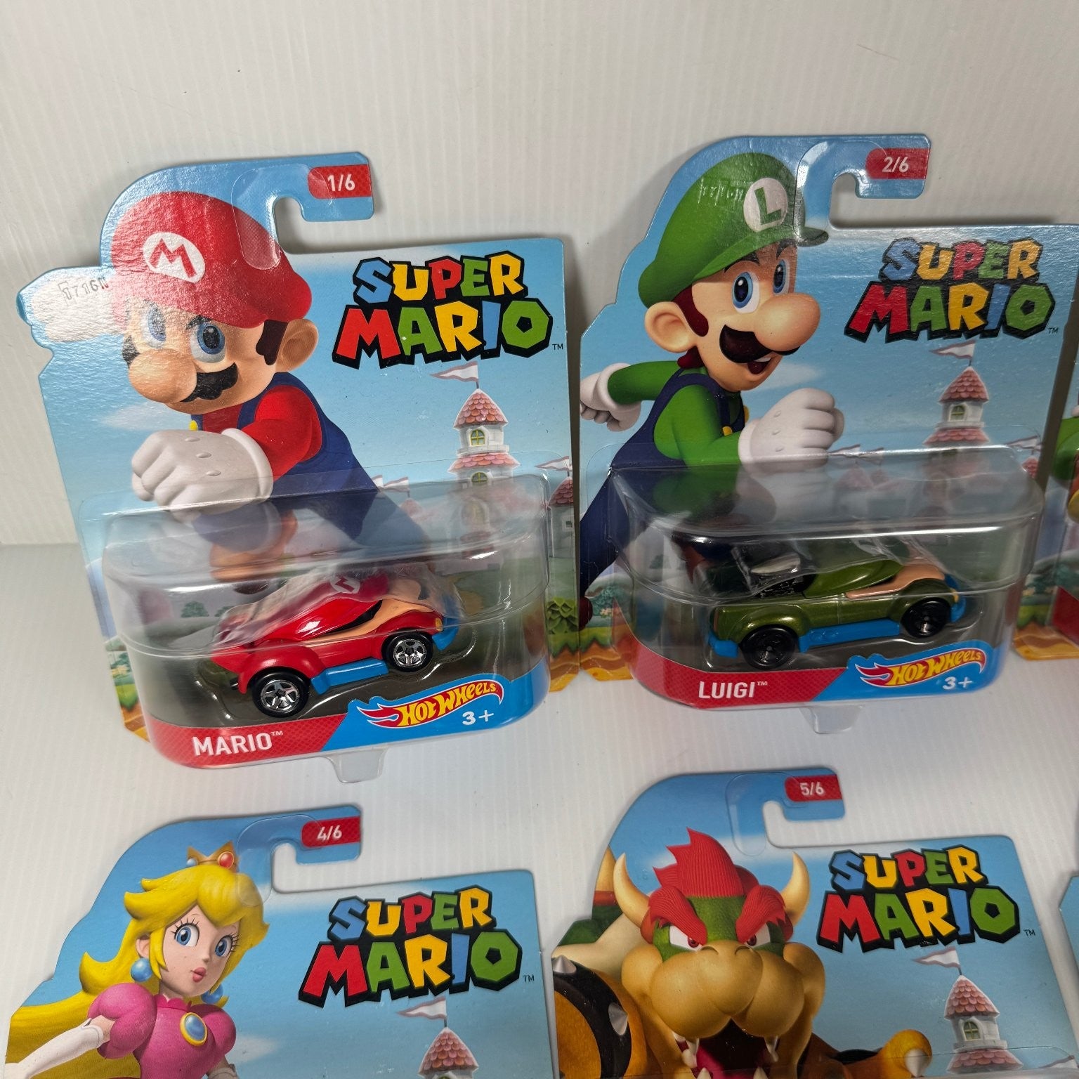 Mattel Hot Wheels Super Mario Character Cars 1/64 Scale Full Set w/ Extras