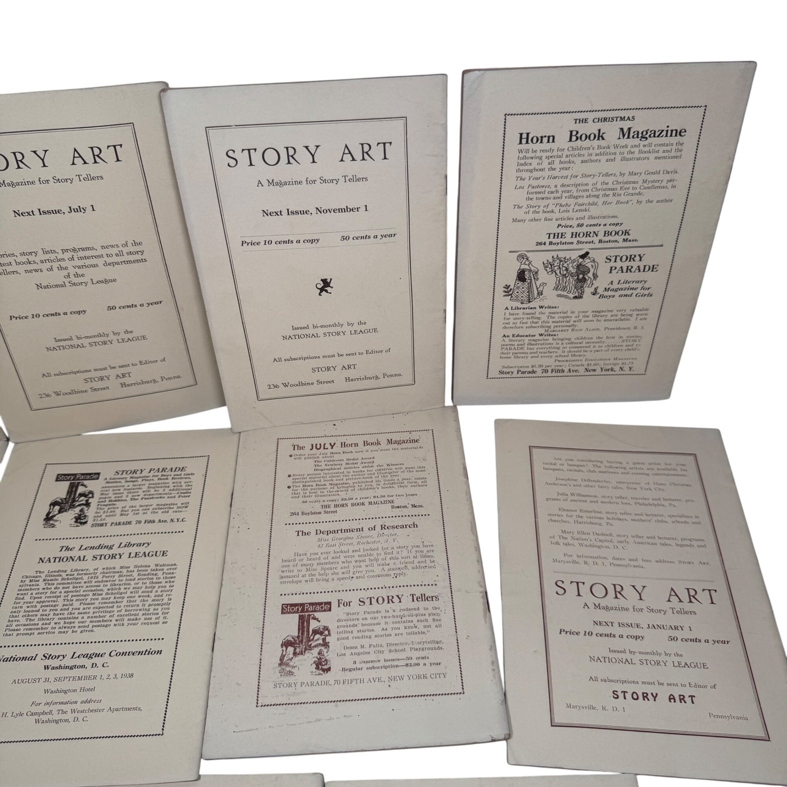 Story Art Magazine Mixed Lot (1937-1939) National Story League Altoona Pre-war