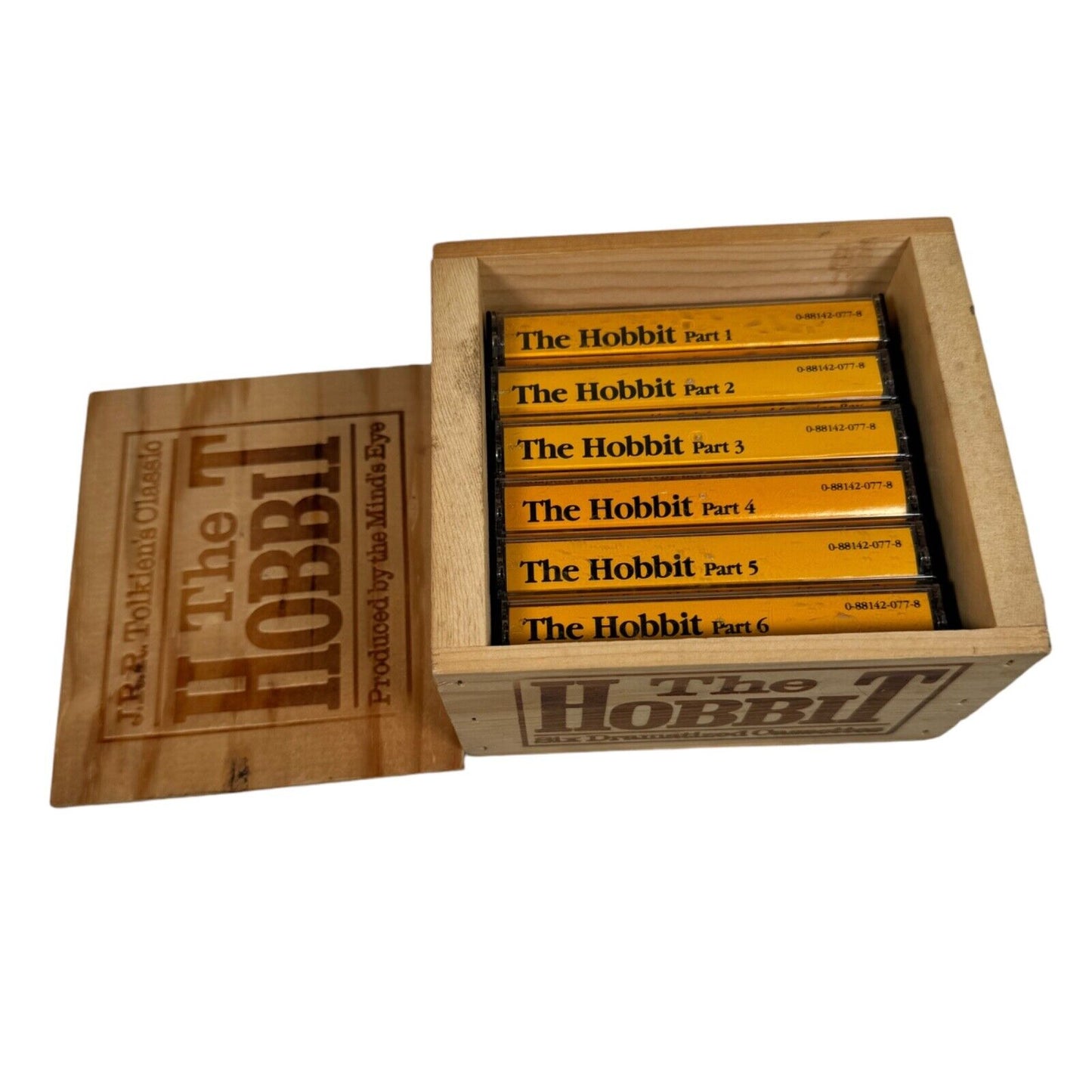 JRR Tolkien's Classic The Hobbit Six Dramatized Cassettes By Minds Eye Wood Box