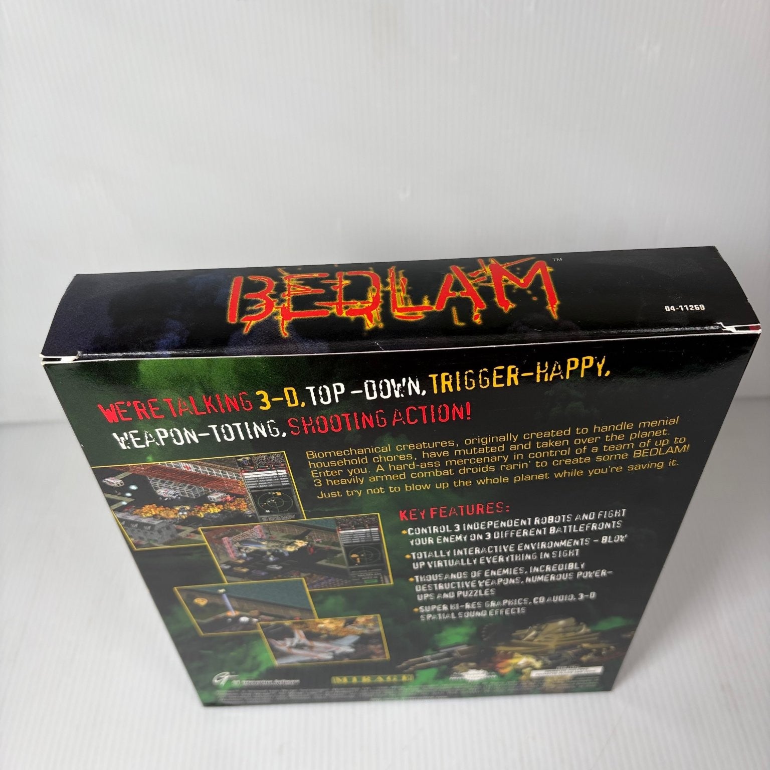 BEDLAM PC Big Box DOS Windows 95 Video Game Top-Down Shooter Action
