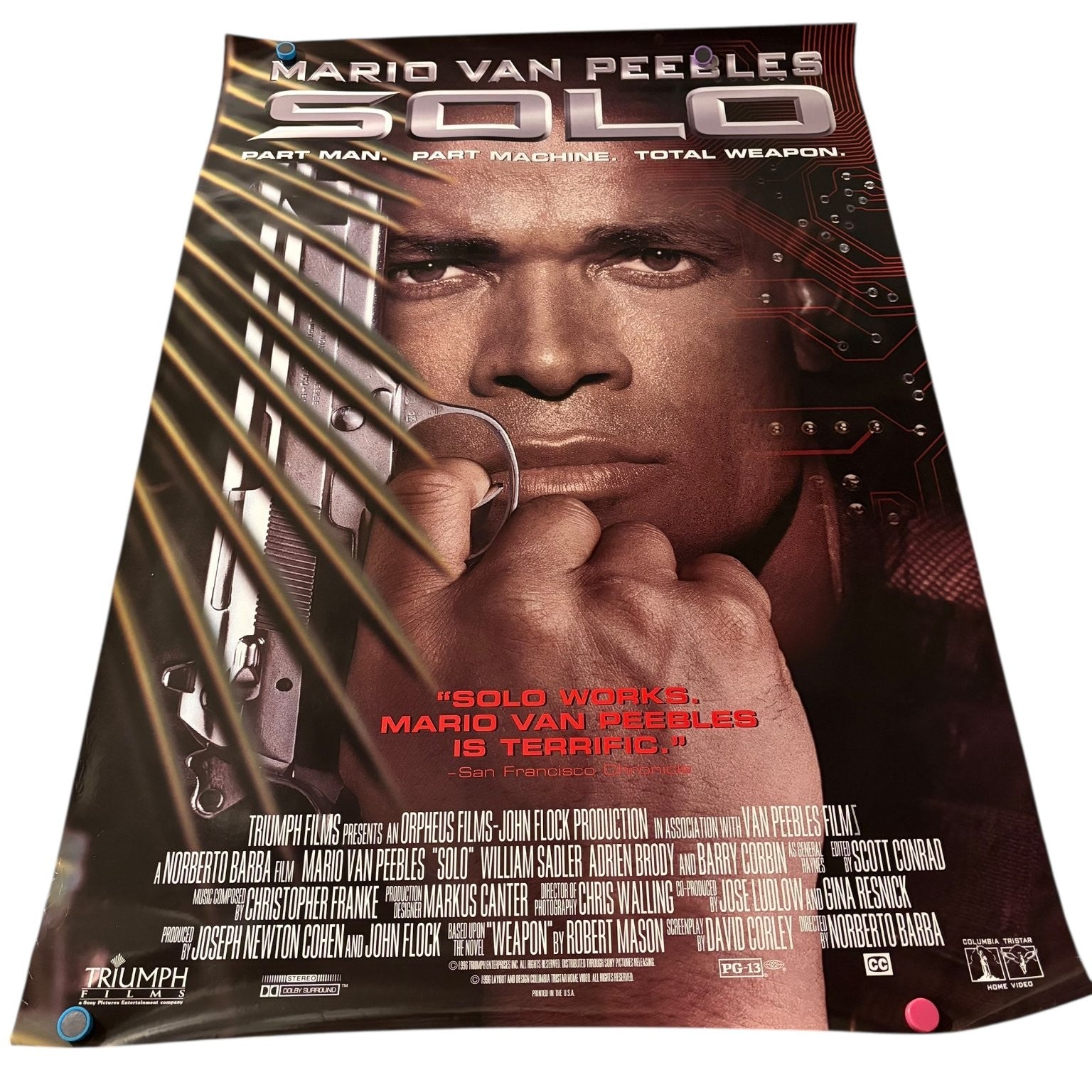 Vintage  Mario Van Peeble Solo 1996 One Sheet Movie Poster USA Sci-Fi Action