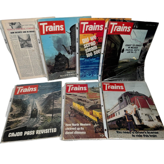 TRAINS The Magazine of Railroading Lot of 1974 Backissues, 7 Issues