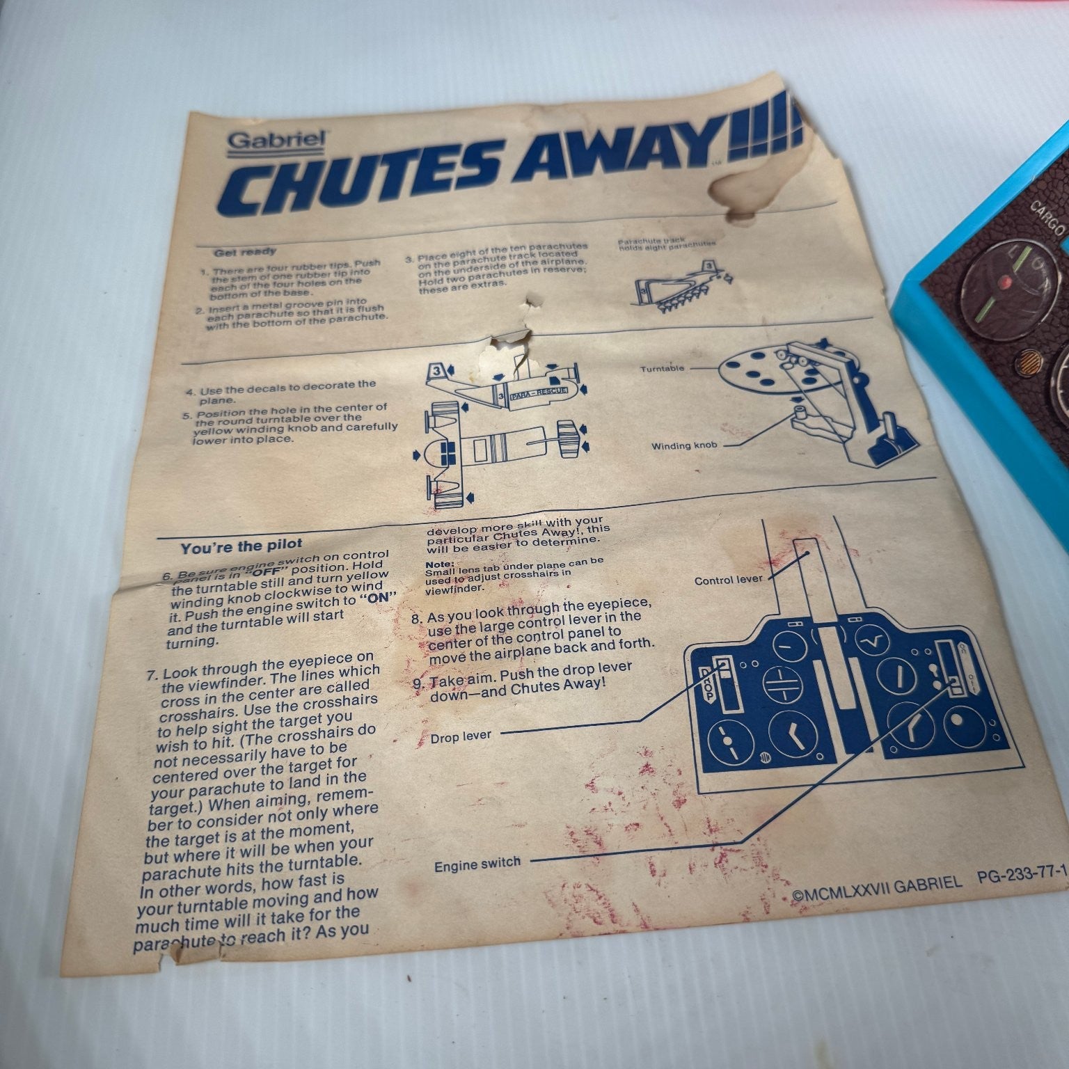 Vintage Chutes Away Gabriel Air-Rescue Target Game Board Game 1977 (2 Chutes)