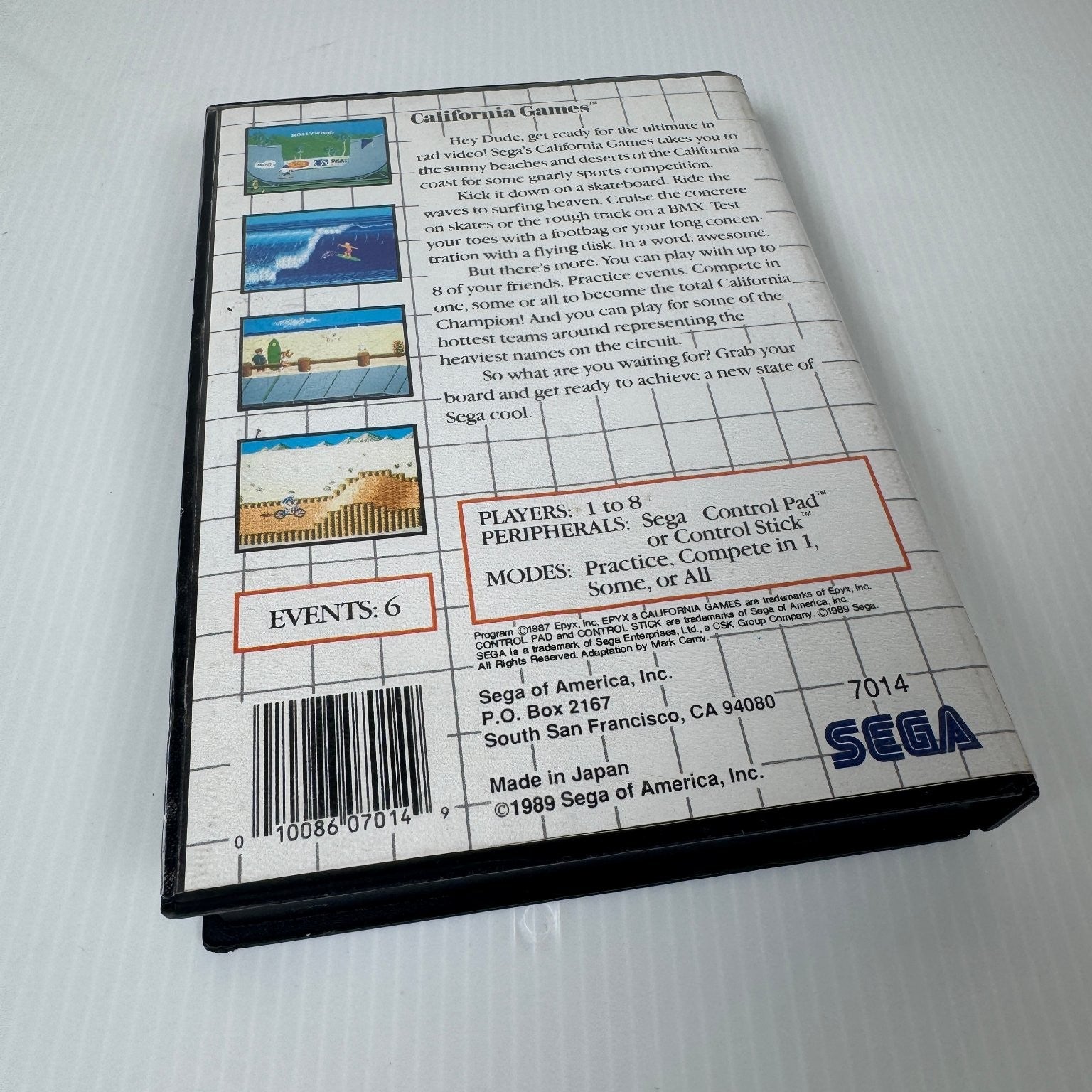 California Games Sega Master System Video Game Multiplayer Sports Case & Game