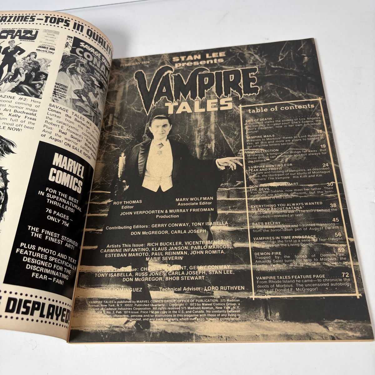 Vampire Tales Magazine February 1974 #3 Morbius Satana Demon Cult Horror Marvel