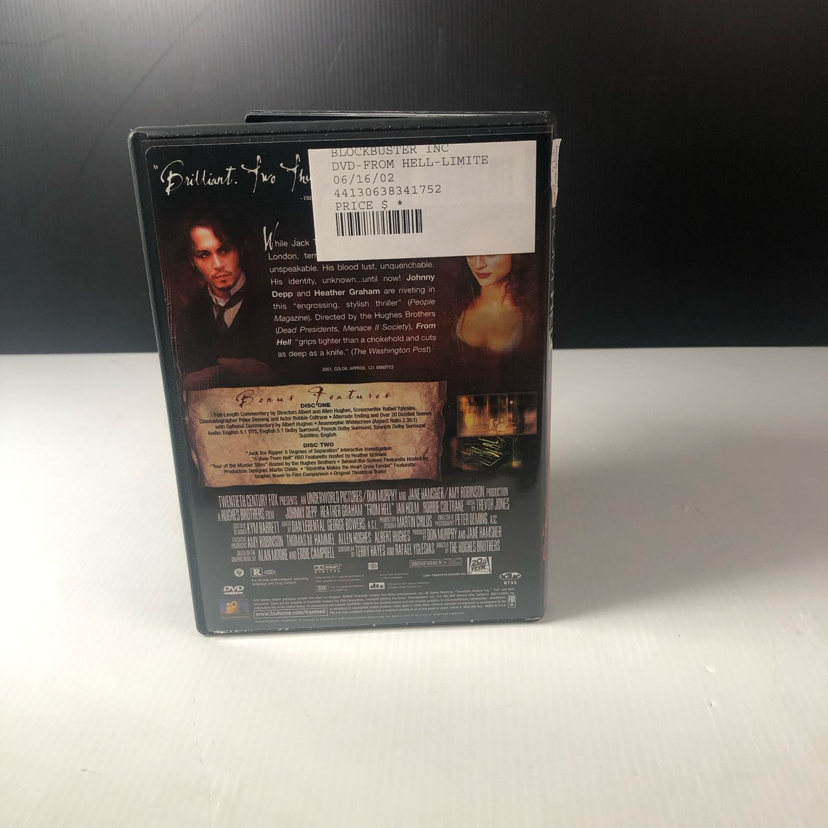 From Hell DVD 2002 Directors Limited Edition Johnny Depp Heather Graham