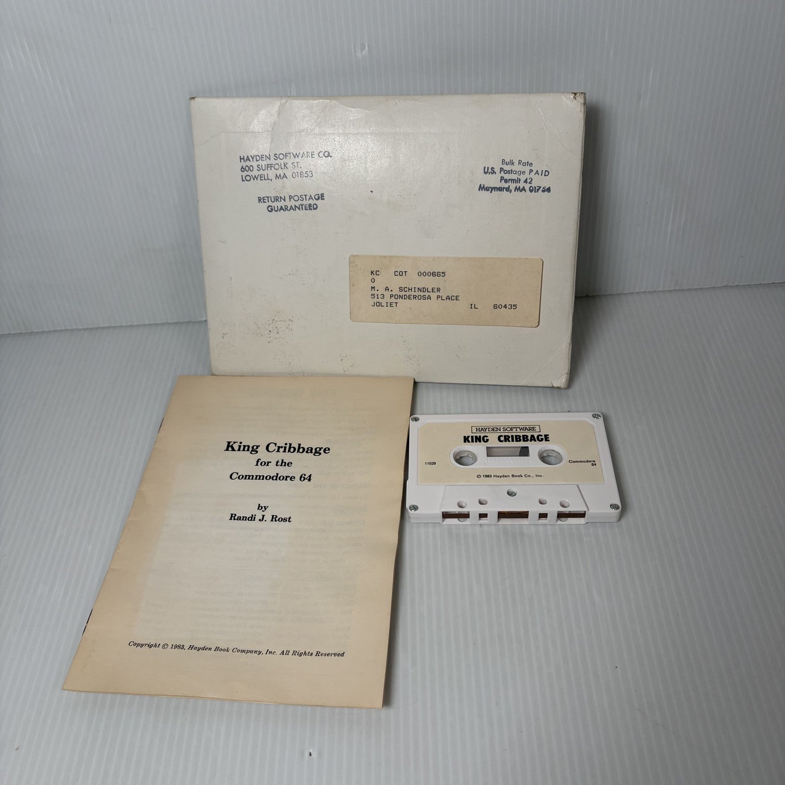 King Cribbage for Commodore 64 C64 Cassette Tape & Manual Hayden Software 1983