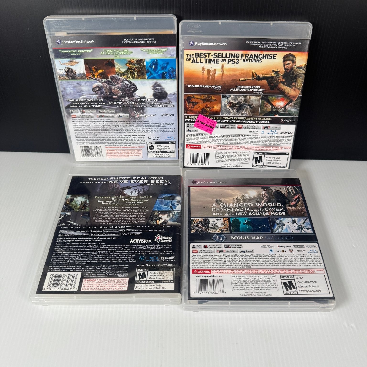 Call of Duty 4-Pack Modern Warfare 1 & 2, Black Ops, Ghosts Playstation 3