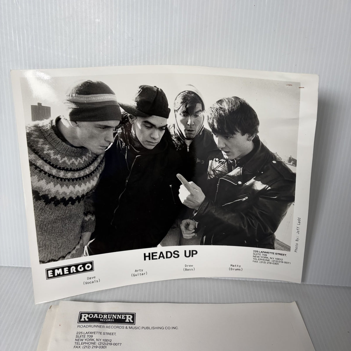 HEADS UP Band Roadrunner Records Press Kit Photo Bio Rock Music Memorabilia