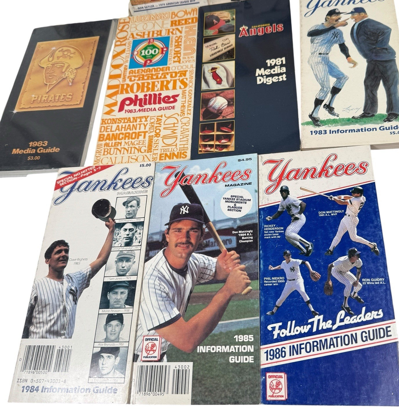Lot Of 11 Baseball Media Guides 1970s-1980s Yankees, Pirates, Dodgers & More