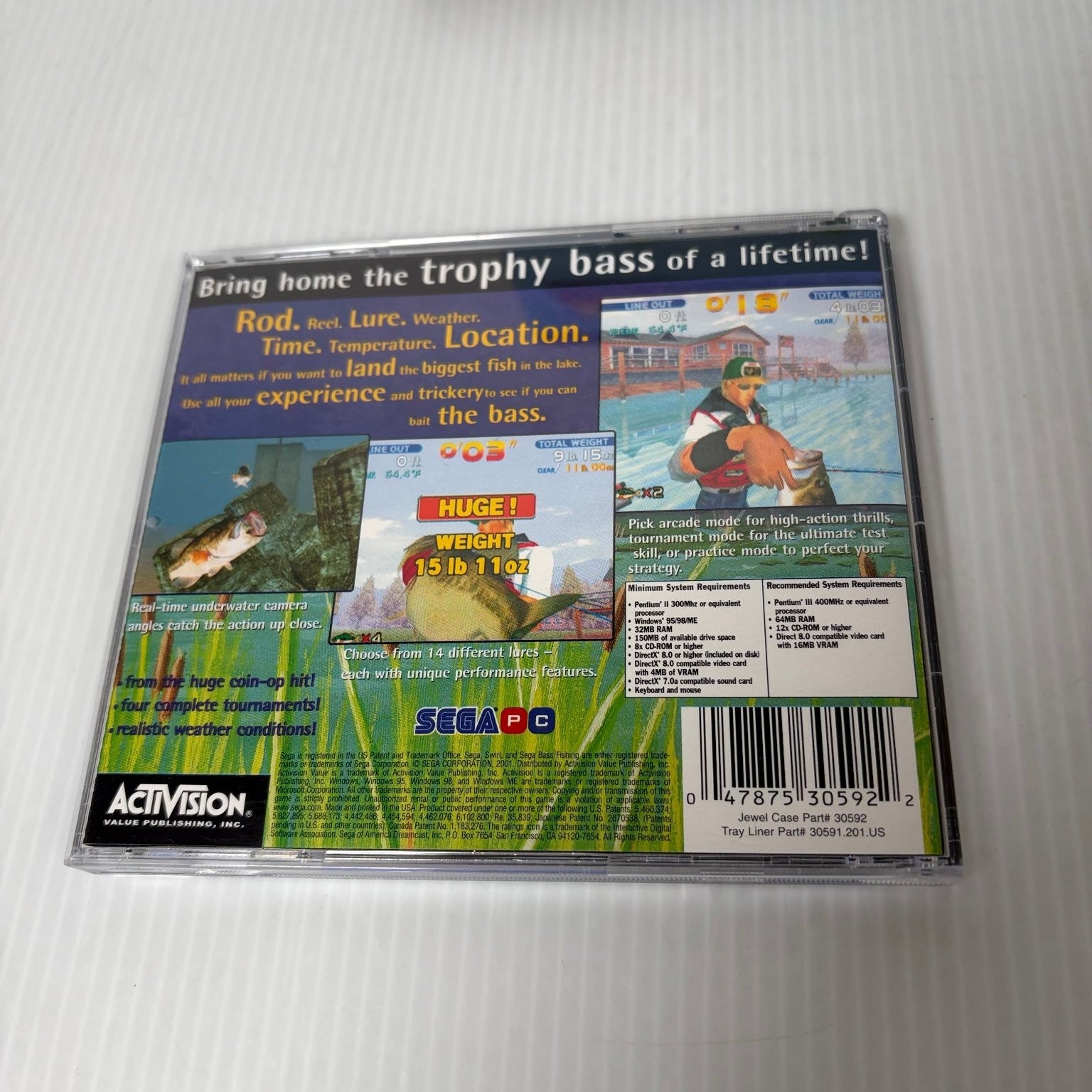 Sega Bass Fishing Big Box PC Video Game Fishing Simulation Complete RARE