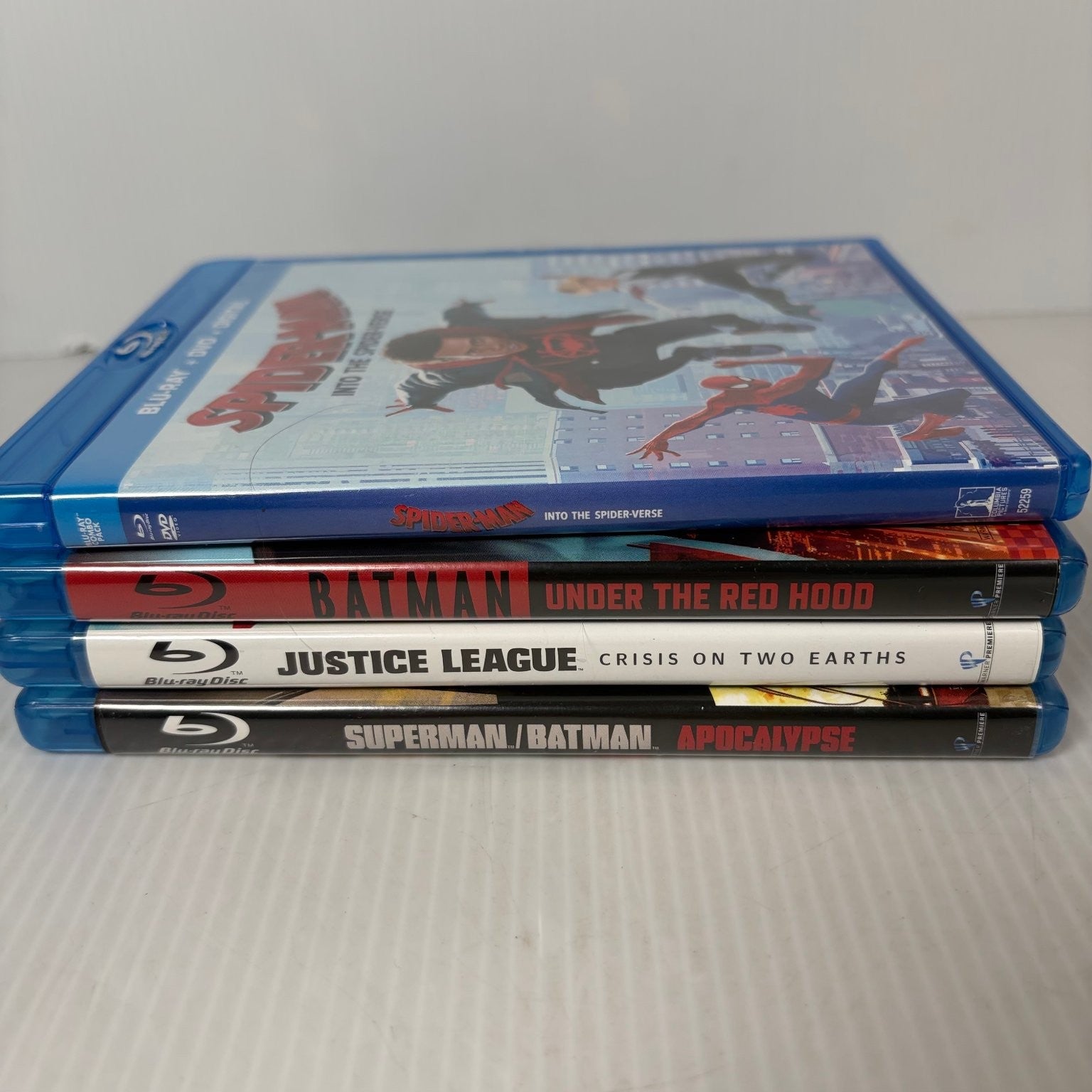 Lot of 5 Animated Superhero Blu-ray Into the Spiderverse Justice League Batman