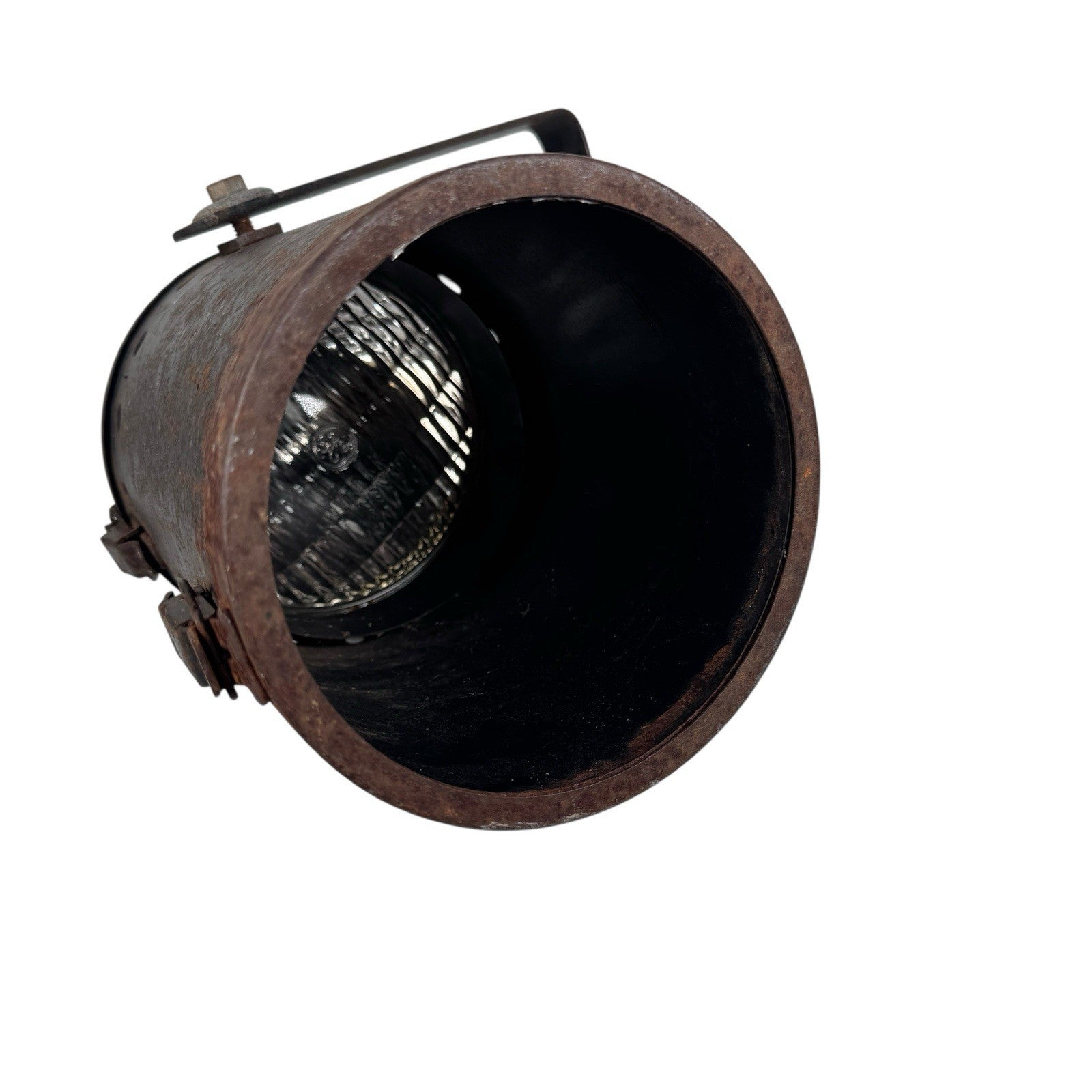 Vintage Stage Light Can Heavy Petina With GE Stage Light Bulb AS IS Antique