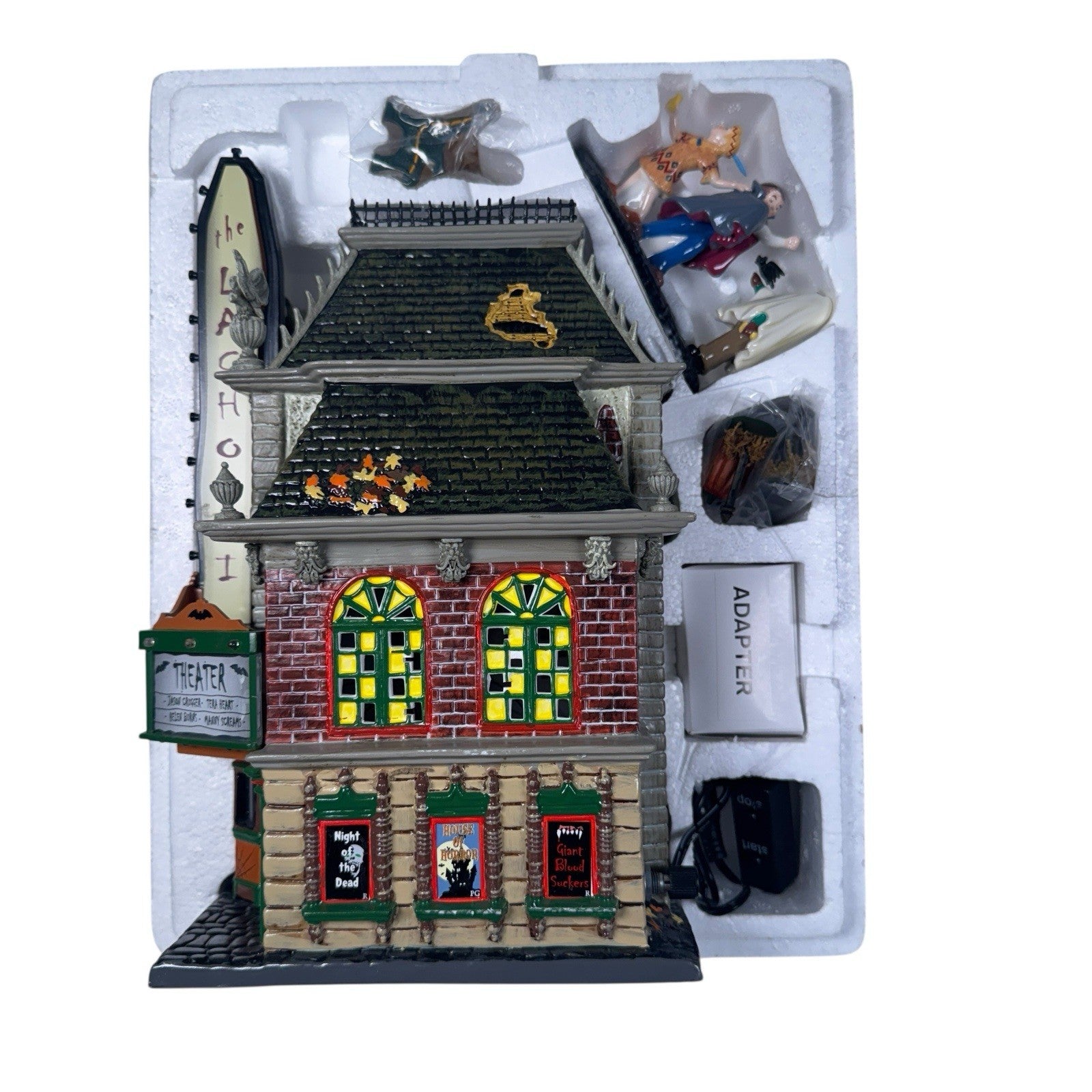 Department 56 Snow Village Halloween LaGhosti Movie Theater 55374 Tested Working
