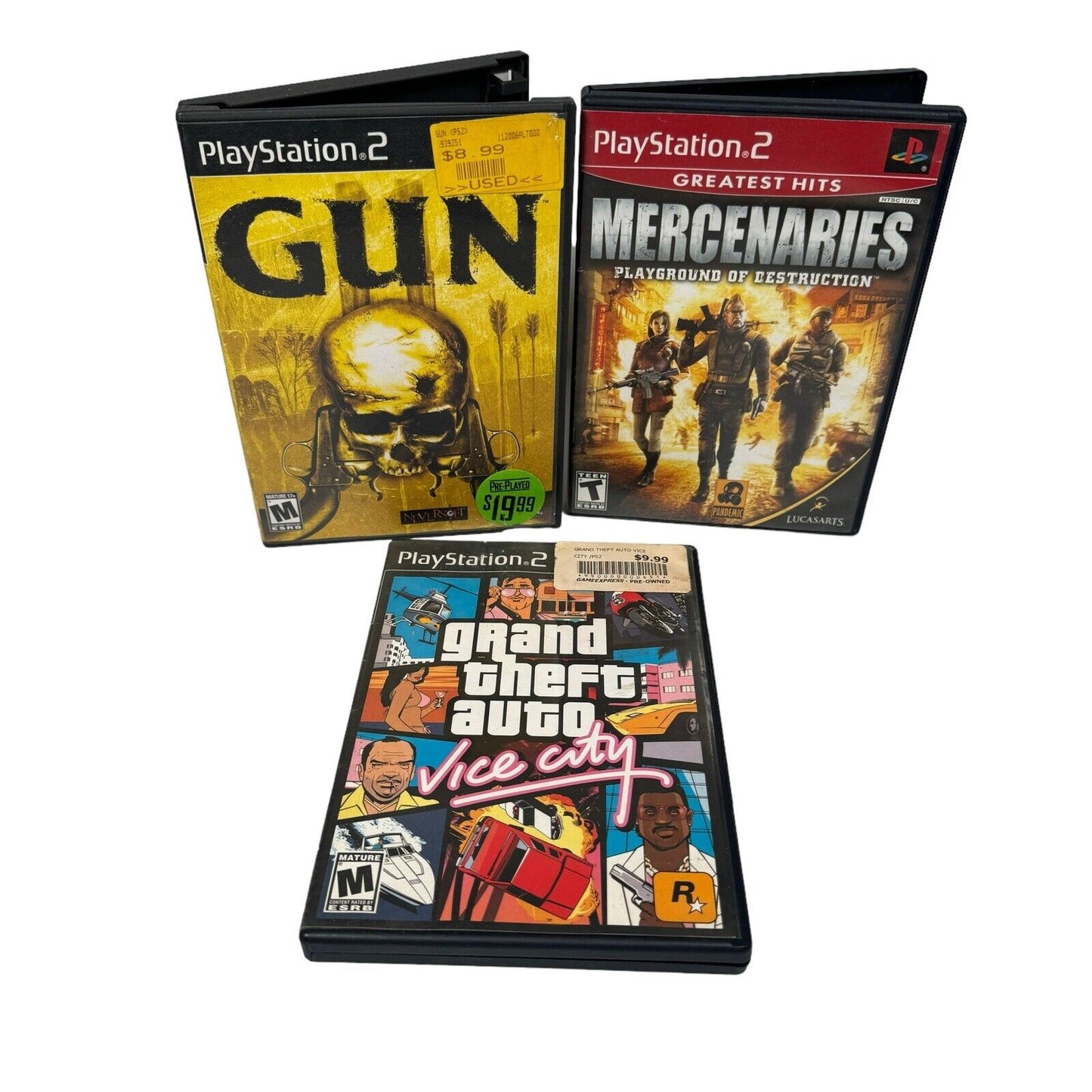 Mixed Lot Of 3 PS2 Games Gun Mercenaries & GTA Vice City