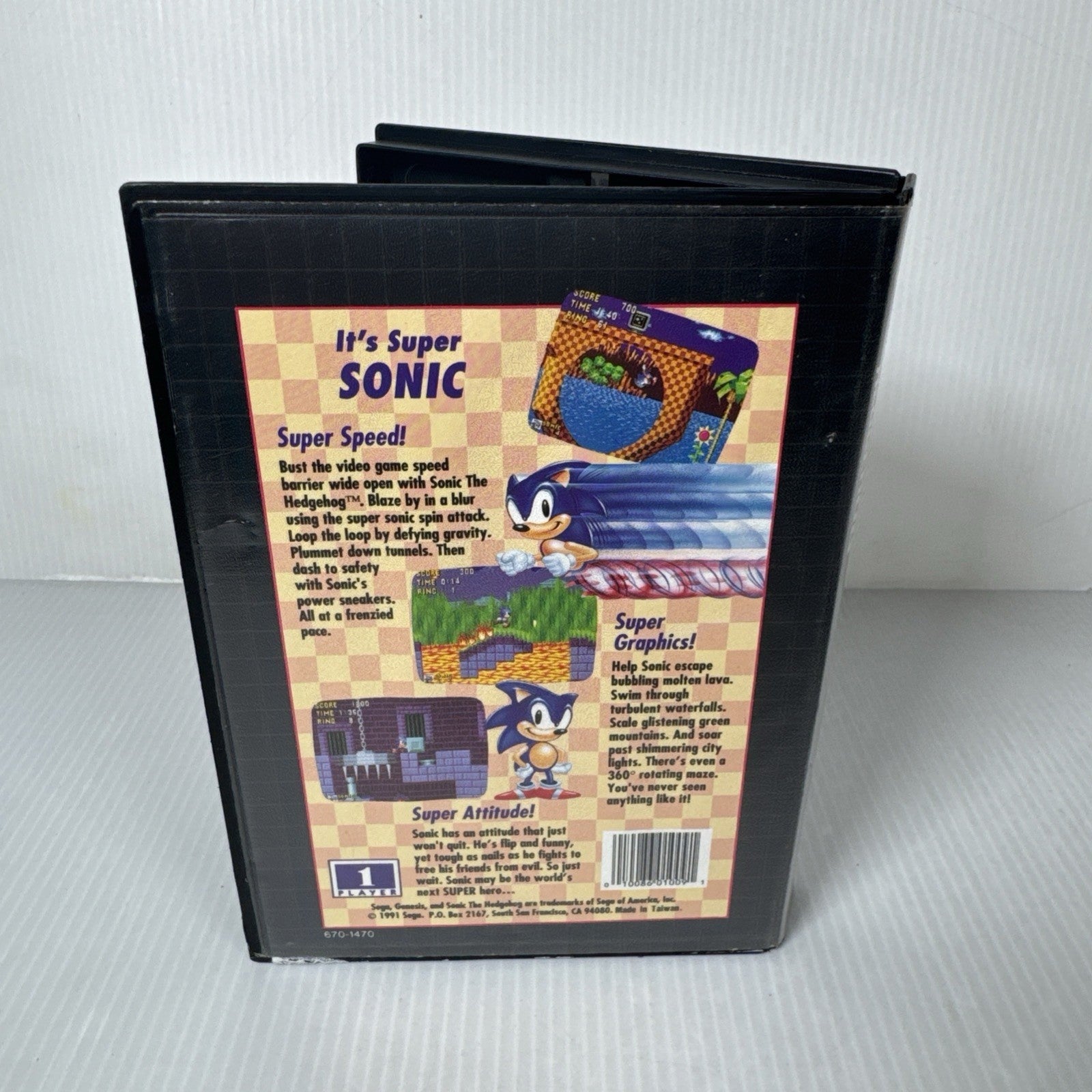Sonic the Hedgehog (Sega Genesis, 1991) Game, Case, & Manual; Tested and Working