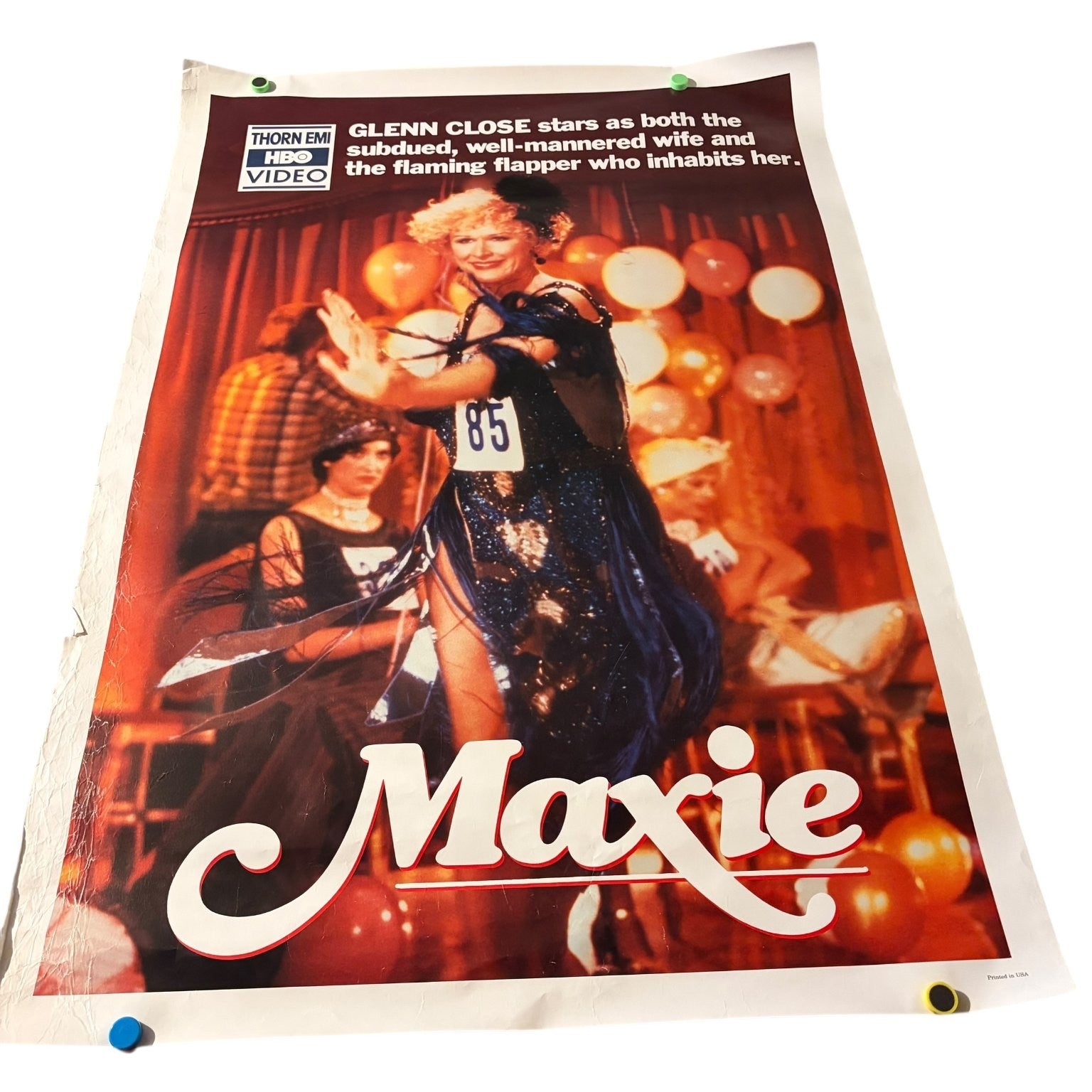 Vintage Maxie 1985 Video Store Movie Poster Glenn Close Flapper Drama