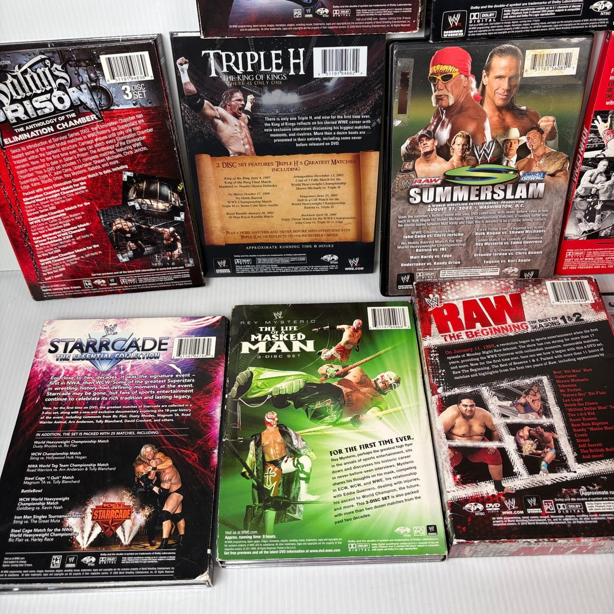 Lot of 10 WWE Anthologies and Pay-Per-View DVD Sets Starrcade, Summerslam & More