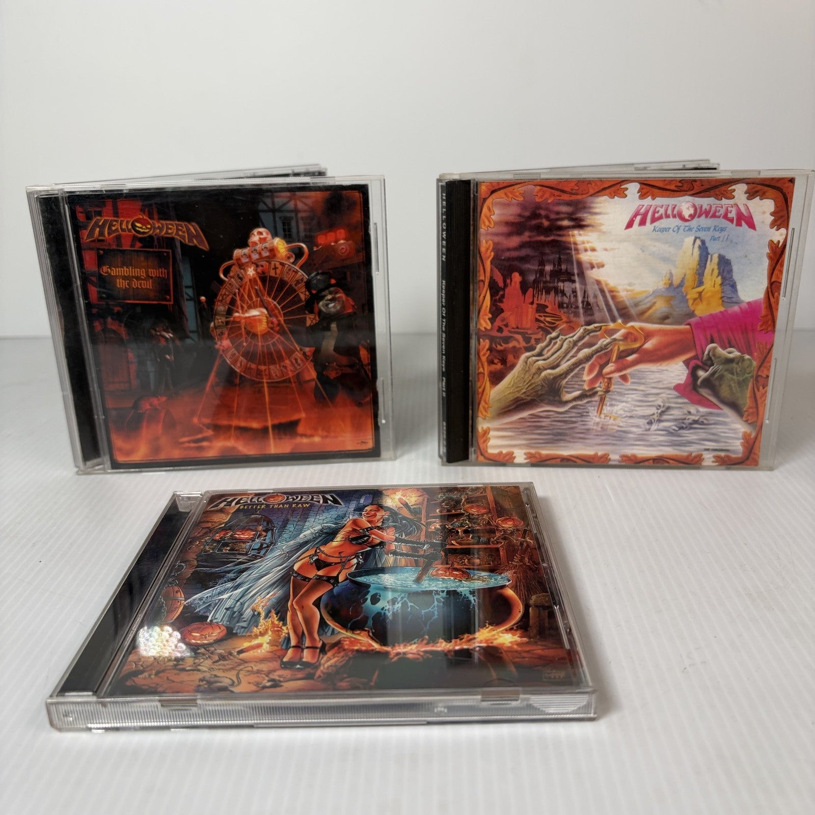 Helloween CD Lot of 3 w/ Poster Keeper of the Seven Keys Part II Better Than Raw
