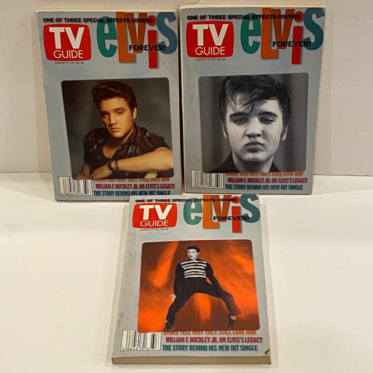 Lot of 3 TV Guide Special Effects Elvis Holographic Covers August 2002