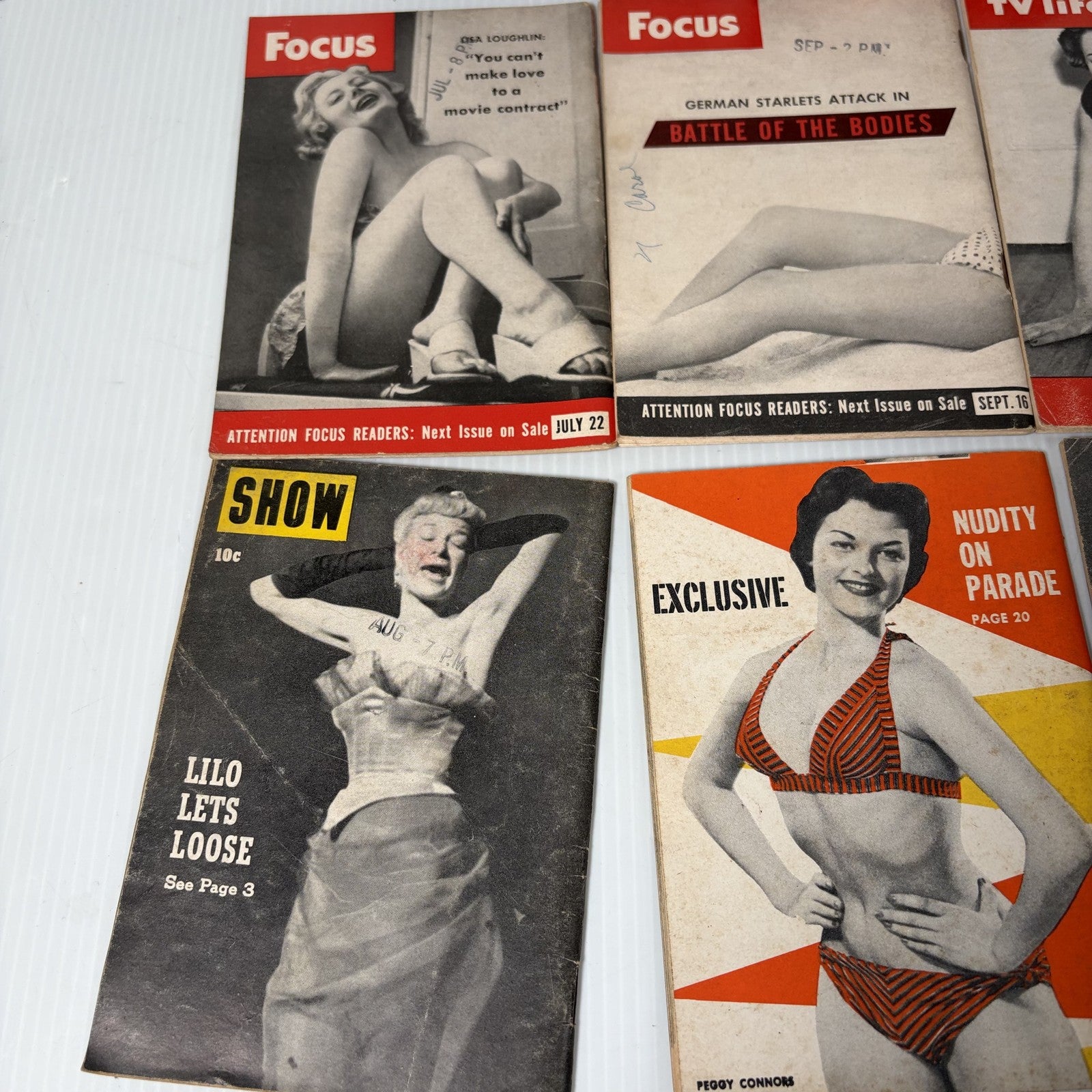 Vintage 1950s Magazine Lot Tempo TV Life Focus Show Exclusive News Pin-Up Bikini