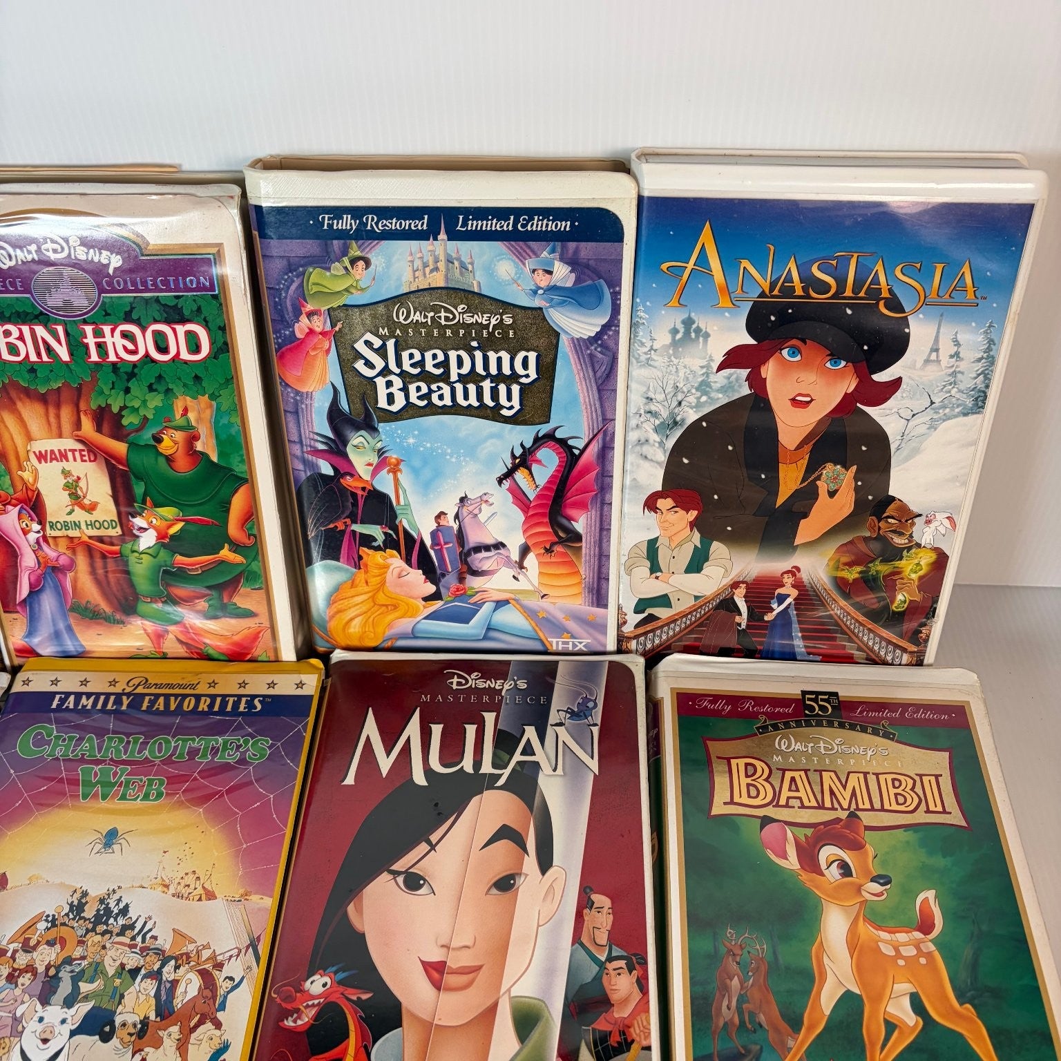 Disney & Animated Classics VHS Lot 11 Tapes Bambi Mulan Sleeping Beauty