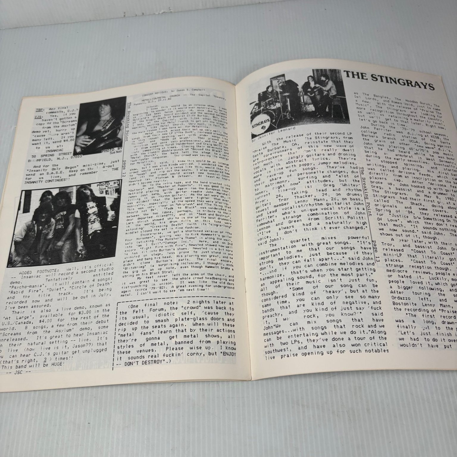 The Breaking Point Vol 1 Issue 1 1986 NJ Underground Music Zine The Smithereens