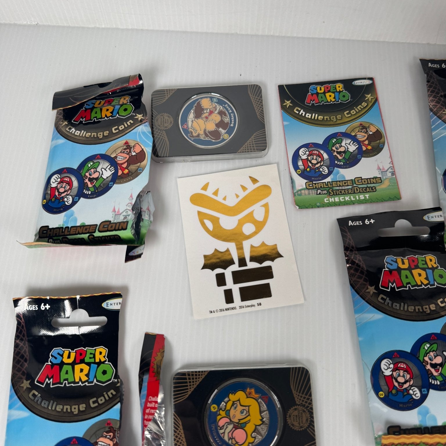 Enterplay Super Mario Challenge Coin Lot of 5 Opened with Stickers 2016
