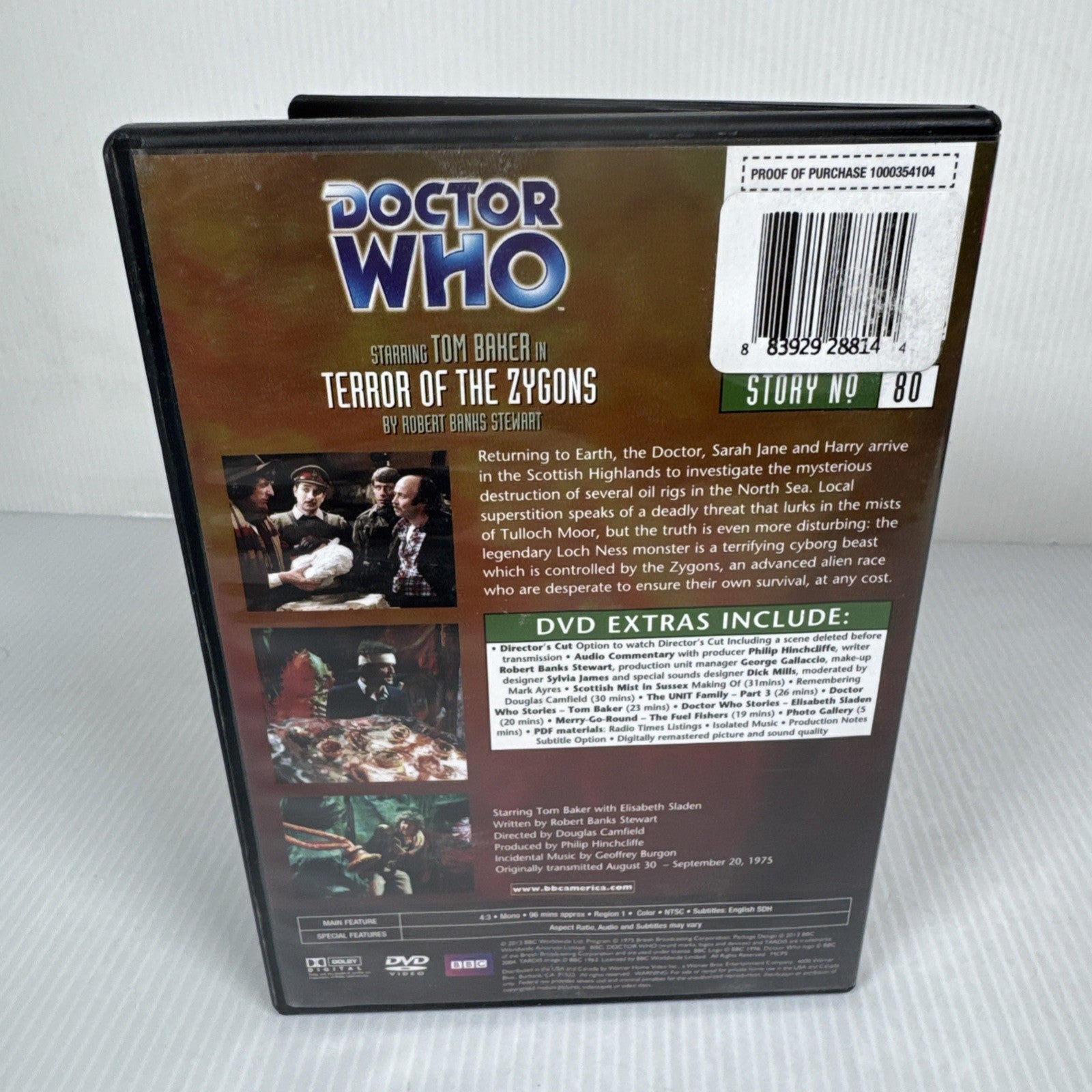Doctor Who Terror Of The Zygons DVD Used Tom Baker Years 1974–1981 BBC 2-Disc