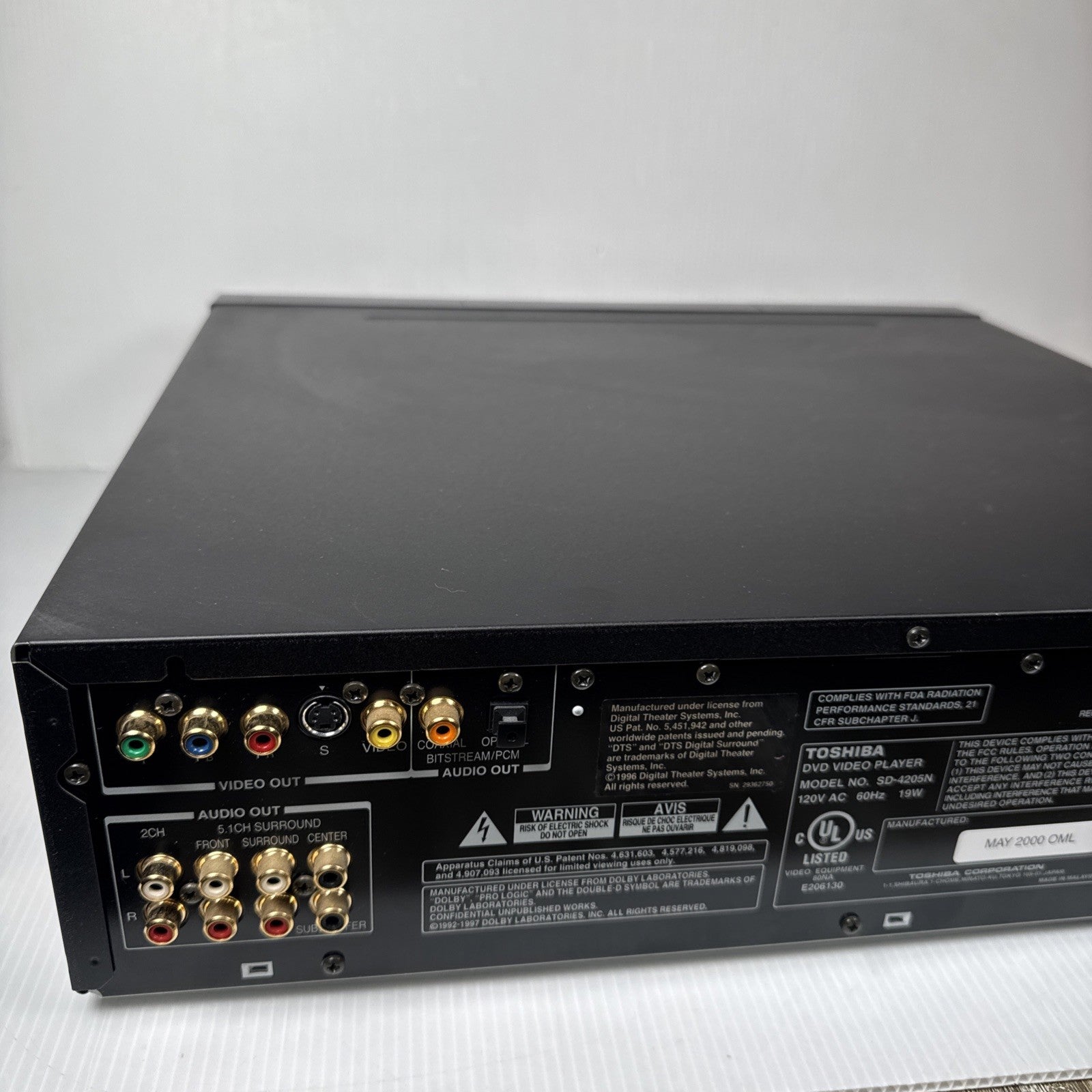 Toshiba Cinema Series 5 Disc CD  & DVD Video Player SD-4205 AS IS For Parts