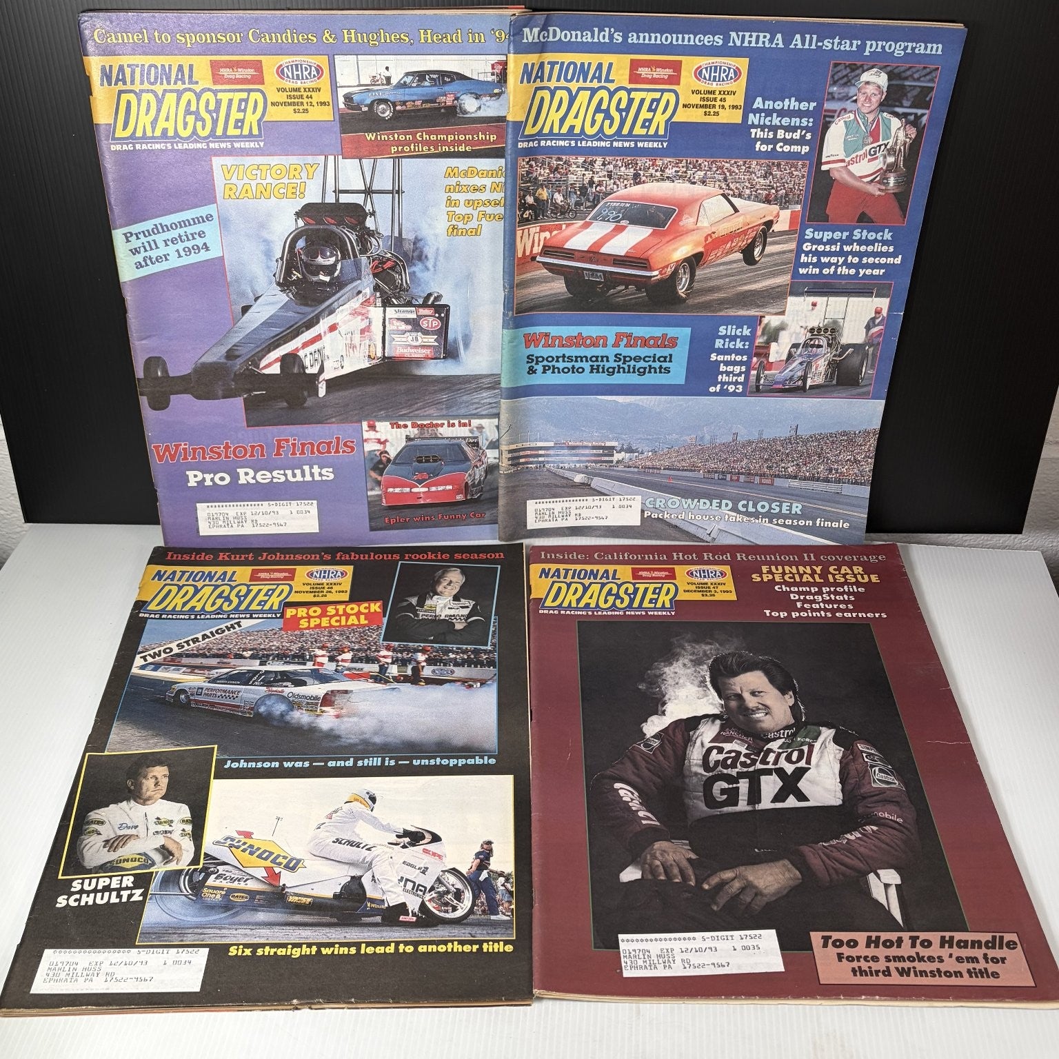 Lot of 20 National Dragster Magazine 1993 July-December Drag Racing NHRA Weekly