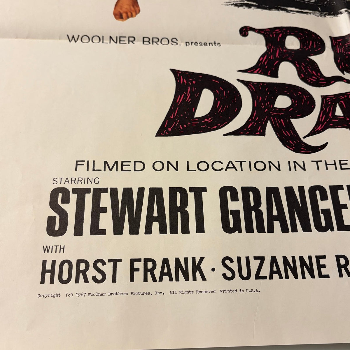 Red Dragon 1967 One-Sheet Movie Poster Stewart Granger Rosanna Schiaffino