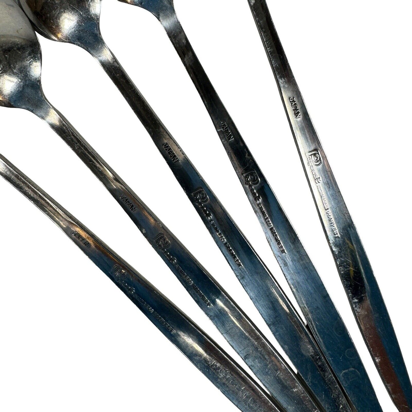 Pageant Harvest Dessert Spoons Stainless Flatware Japan Fruit Pattern Set of 10