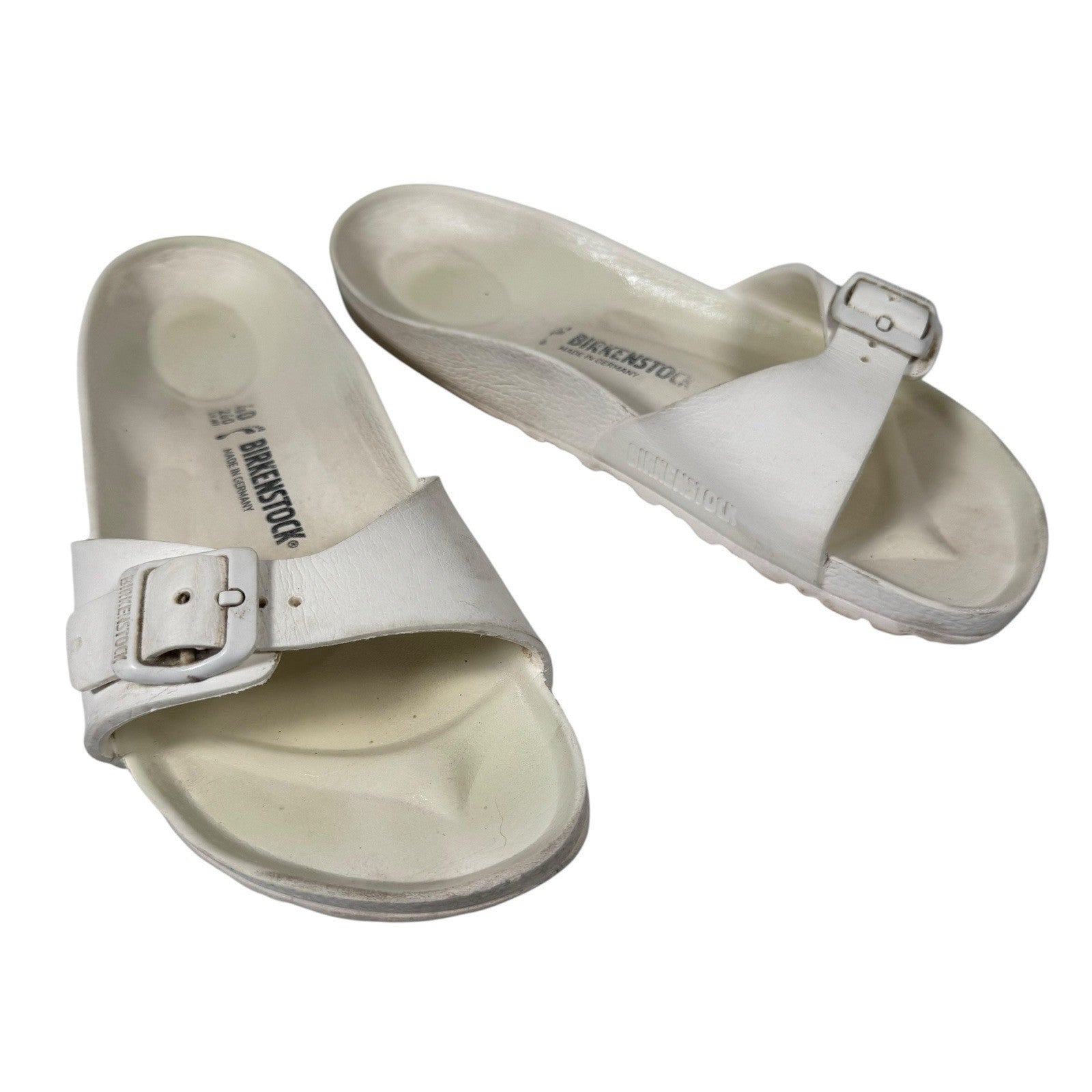 Birkenstock Madrid Essentials EVA Rubber Single Strap Flip Flops Size 40 White