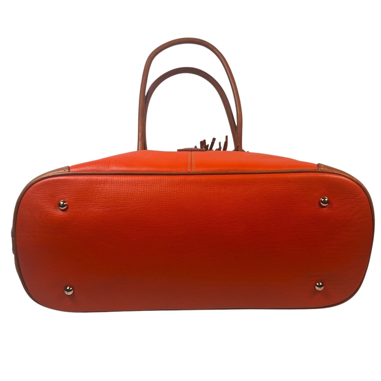 Vintage Dooney & Bourke Tote Bag Purse Saffiano Tassel Orange with Green Wallet