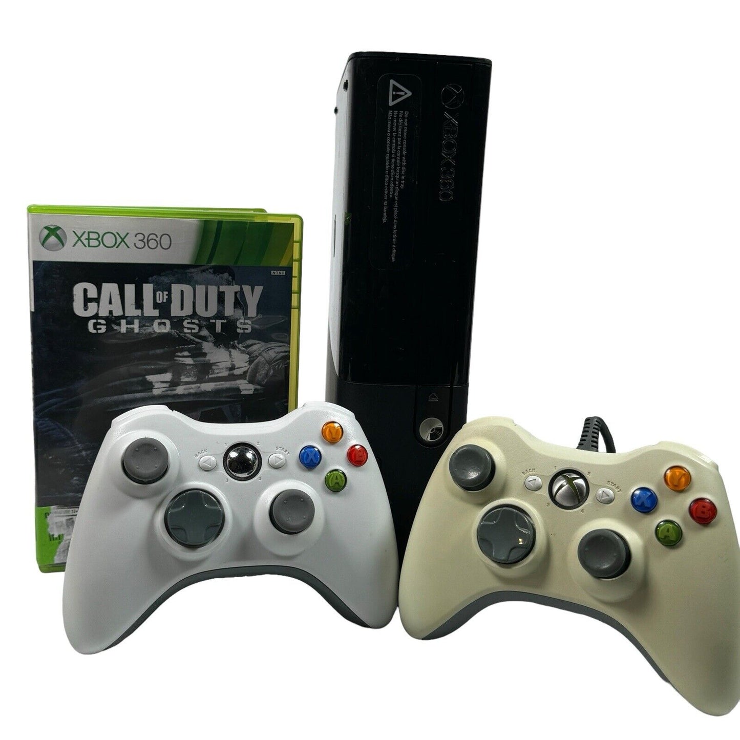 Xbox 360 E 4GB Console (Model 1538) w/ 2 Controllers And Call Of Duty Ghosts