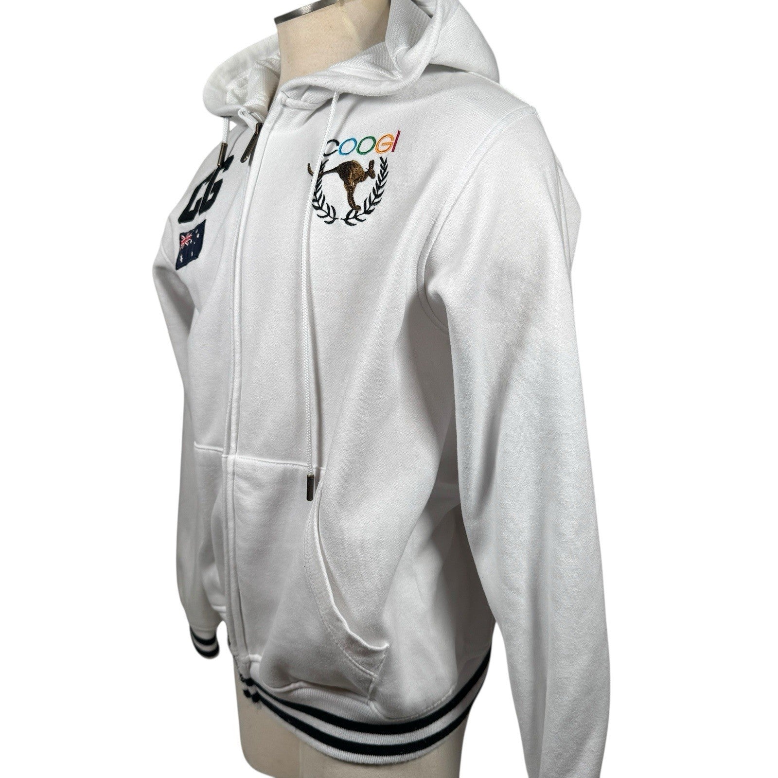 Coogi Australia Zip-Up Hoodie w/ Embroidery & Mesh Lined Hood
