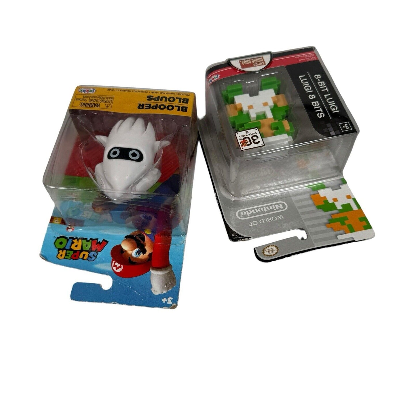 Lot Of 2 World Of Nintendo (WoN) 2.5” Figures 8-Bit Luigi And Blooper