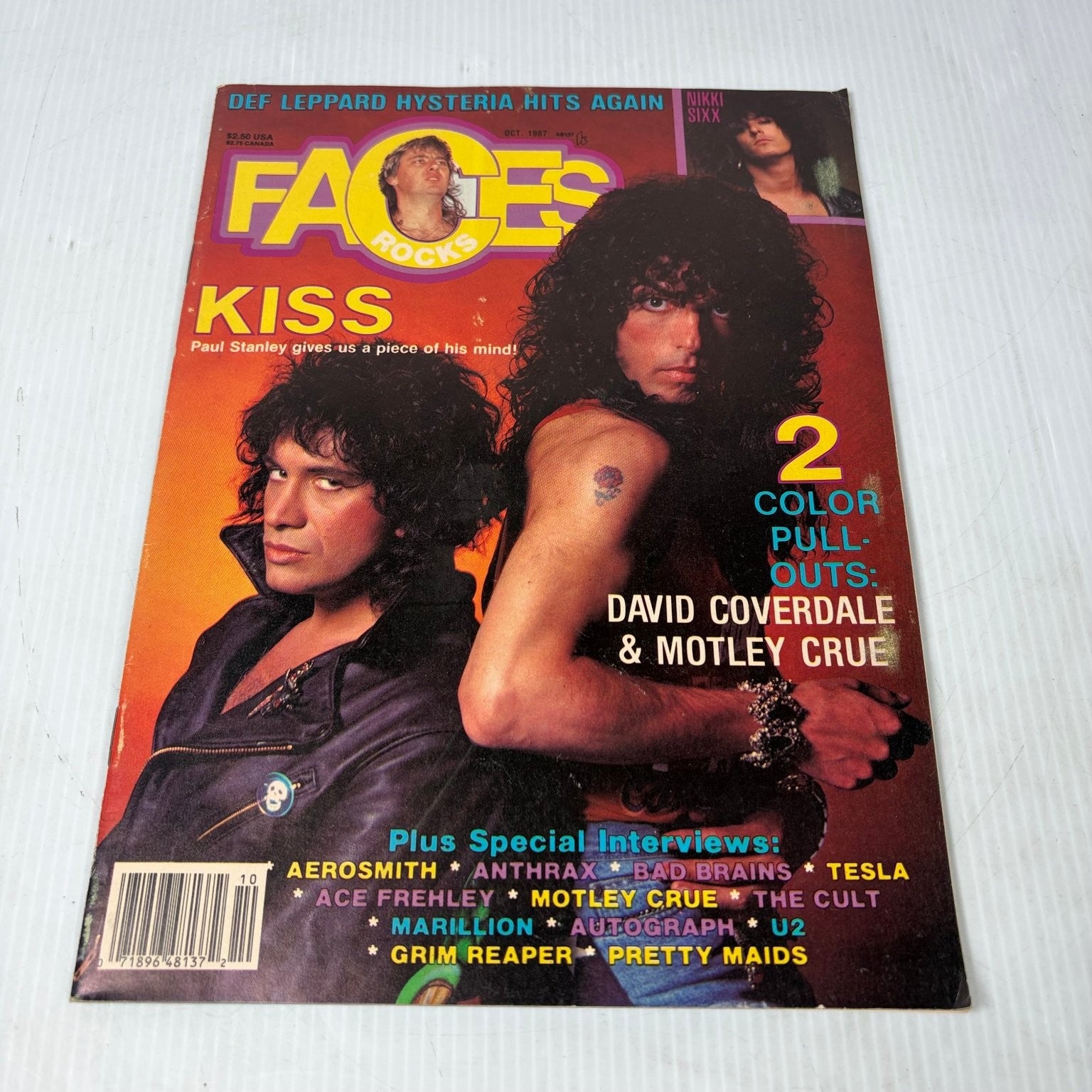 FACES Rocks October 1987 KISS Paul Stanley Magazine Def Leppard Motley Crue