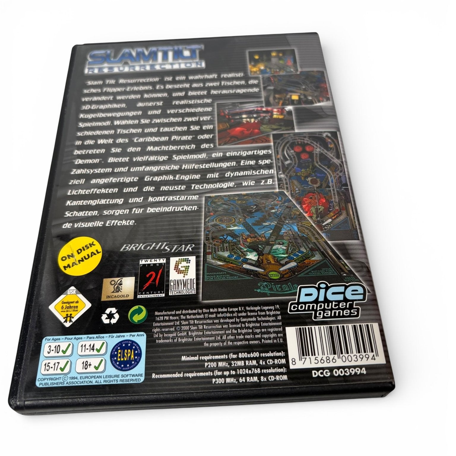 Slamtilt Resurrection PC CD-ROM Video Game Pinball Simulation Retro