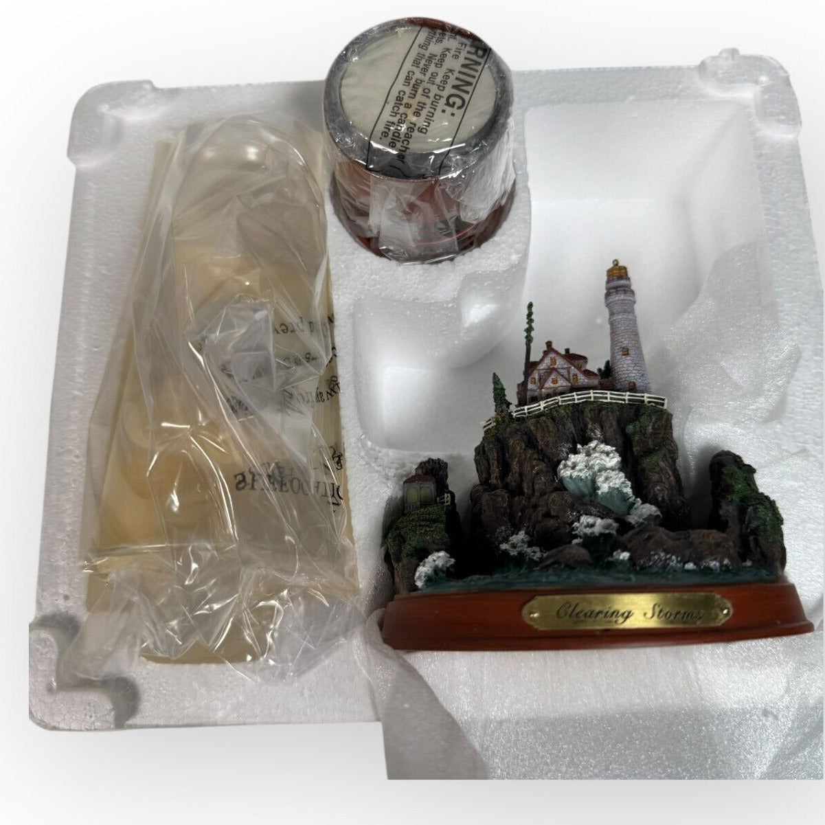 Thomas Kinkade "Clearing Storms" Lighthouse & Candle Set Hamilton Collection NOS