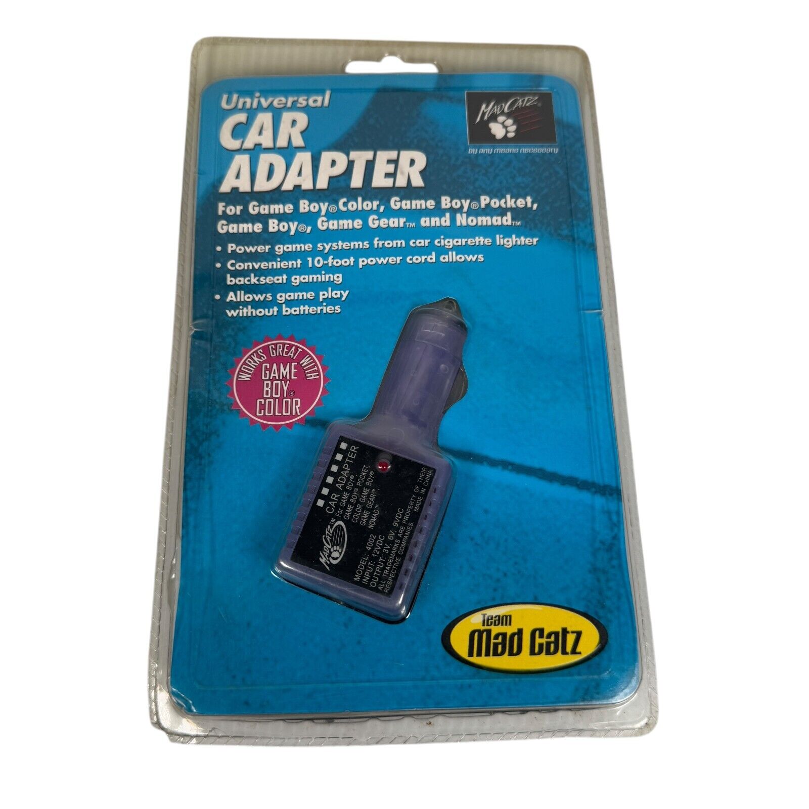 Mad Catz Universal Car Power Adapter for Game Boy Color GBPocket Game Gear Nomad