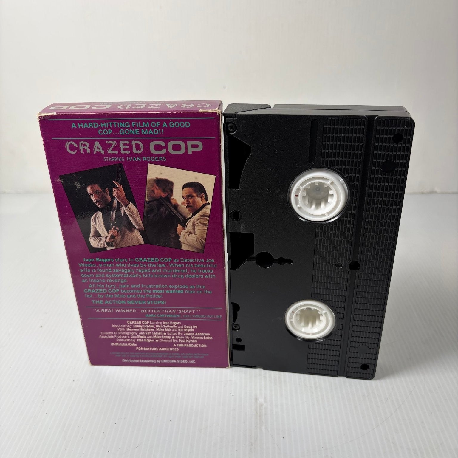 CRAZED COP VHS 1989 Action Crime Ivan Rogers Unicorn Video
