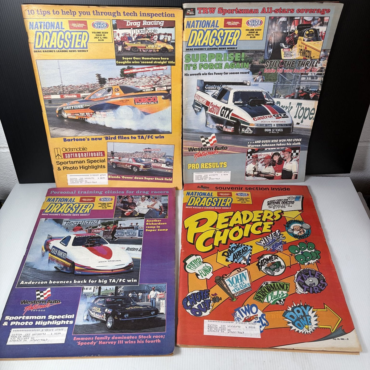 Lot of 20 National Dragster Magazine 1993 July-December Drag Racing NHRA Weekly